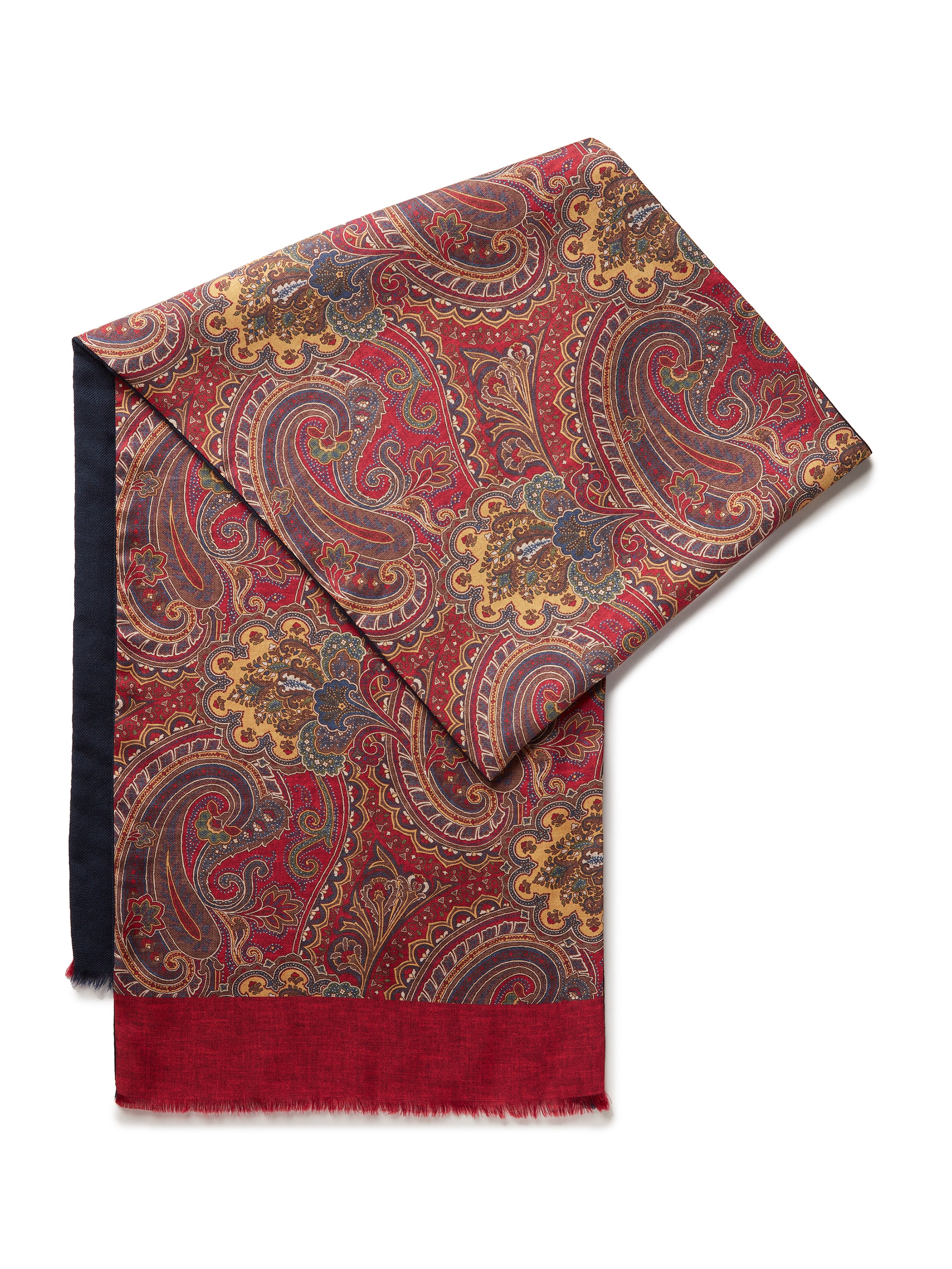 Wool and Silk Paisley Scarf - Red