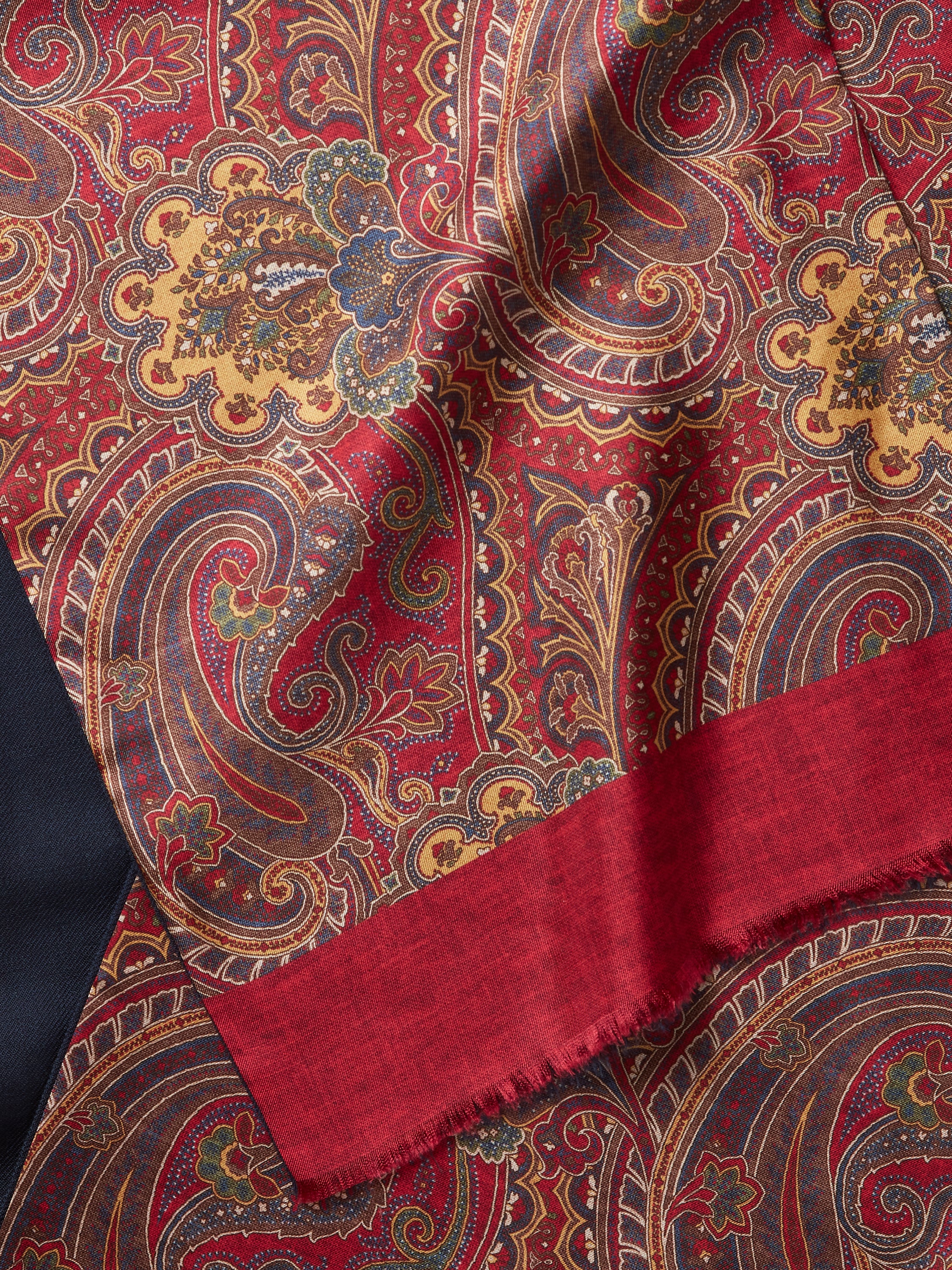 Wool and Silk Paisley Scarf - Red