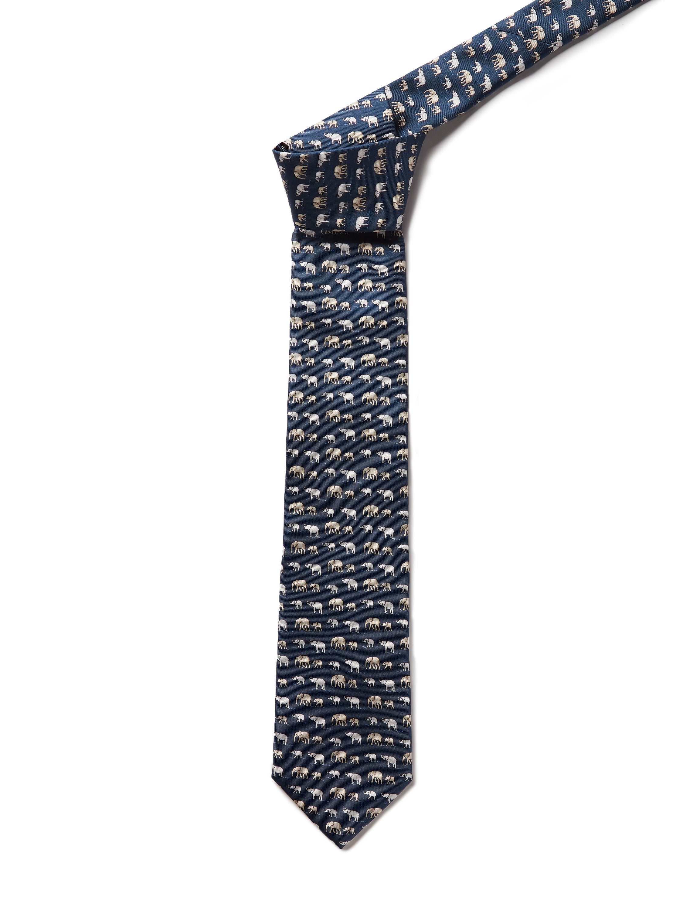 Italian Silk Elephant Tie - Navy