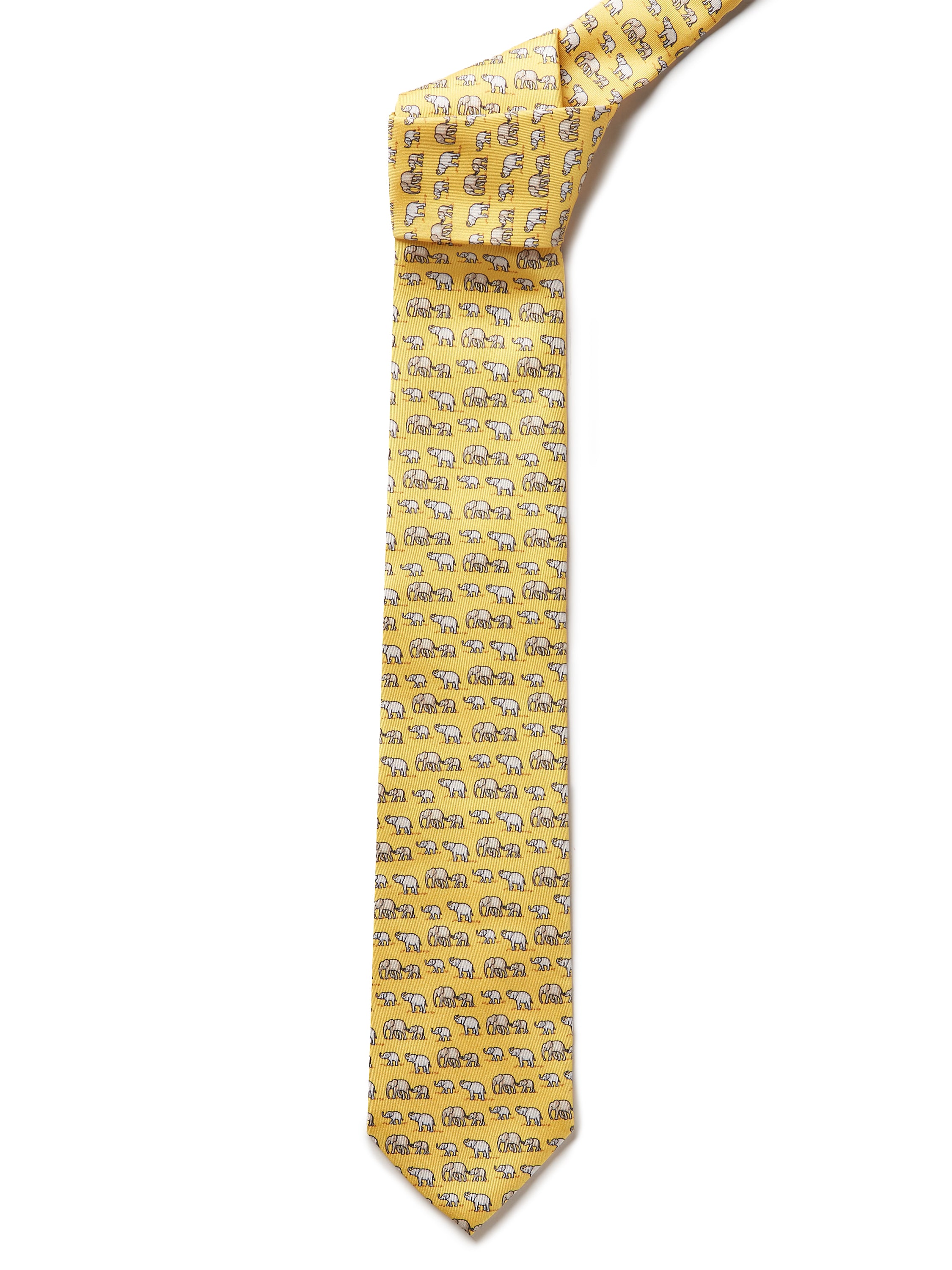 Italian Silk Elephant Tie - Yellow