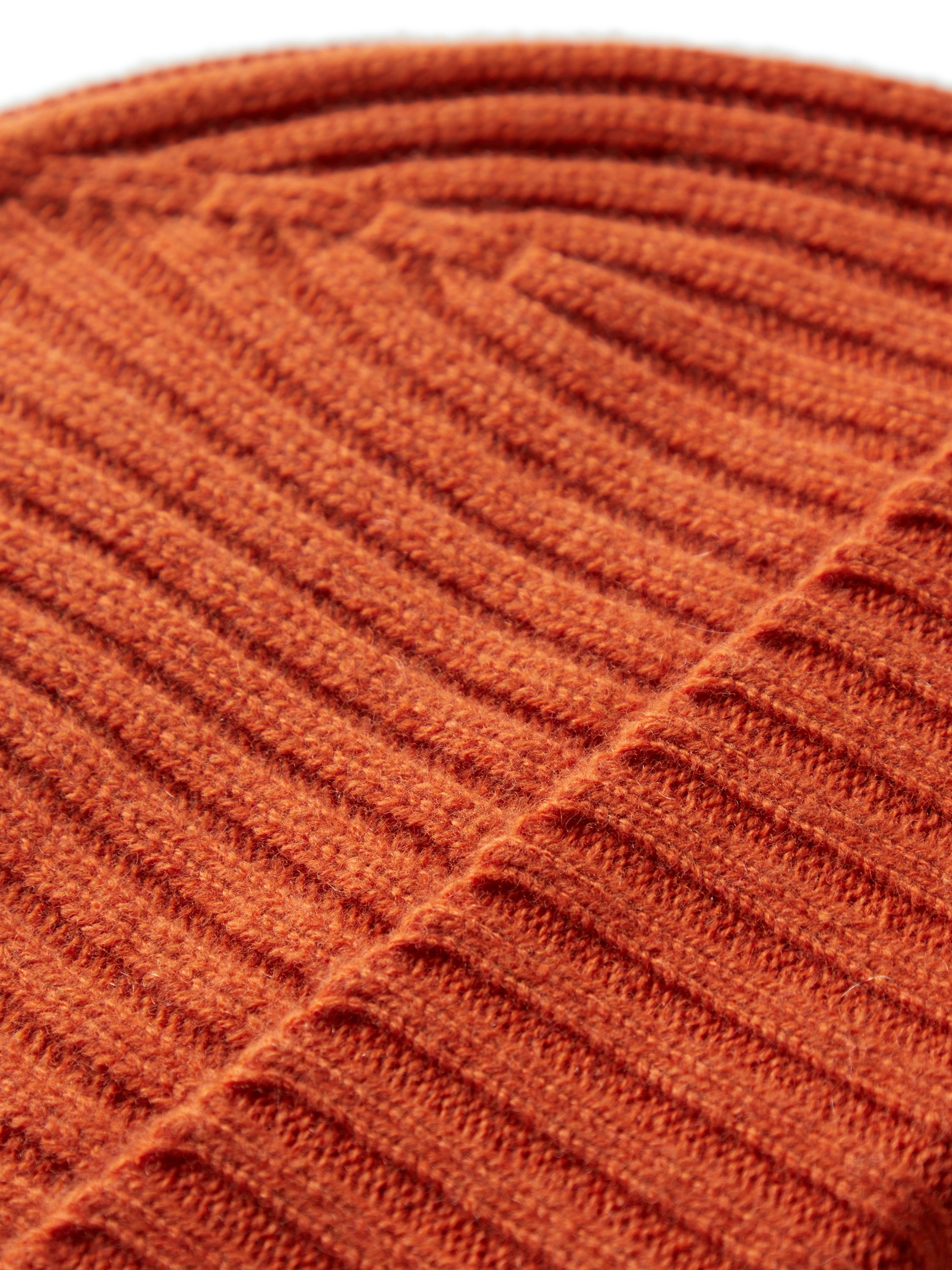 Wool Beanie Hat - Burnt Orange