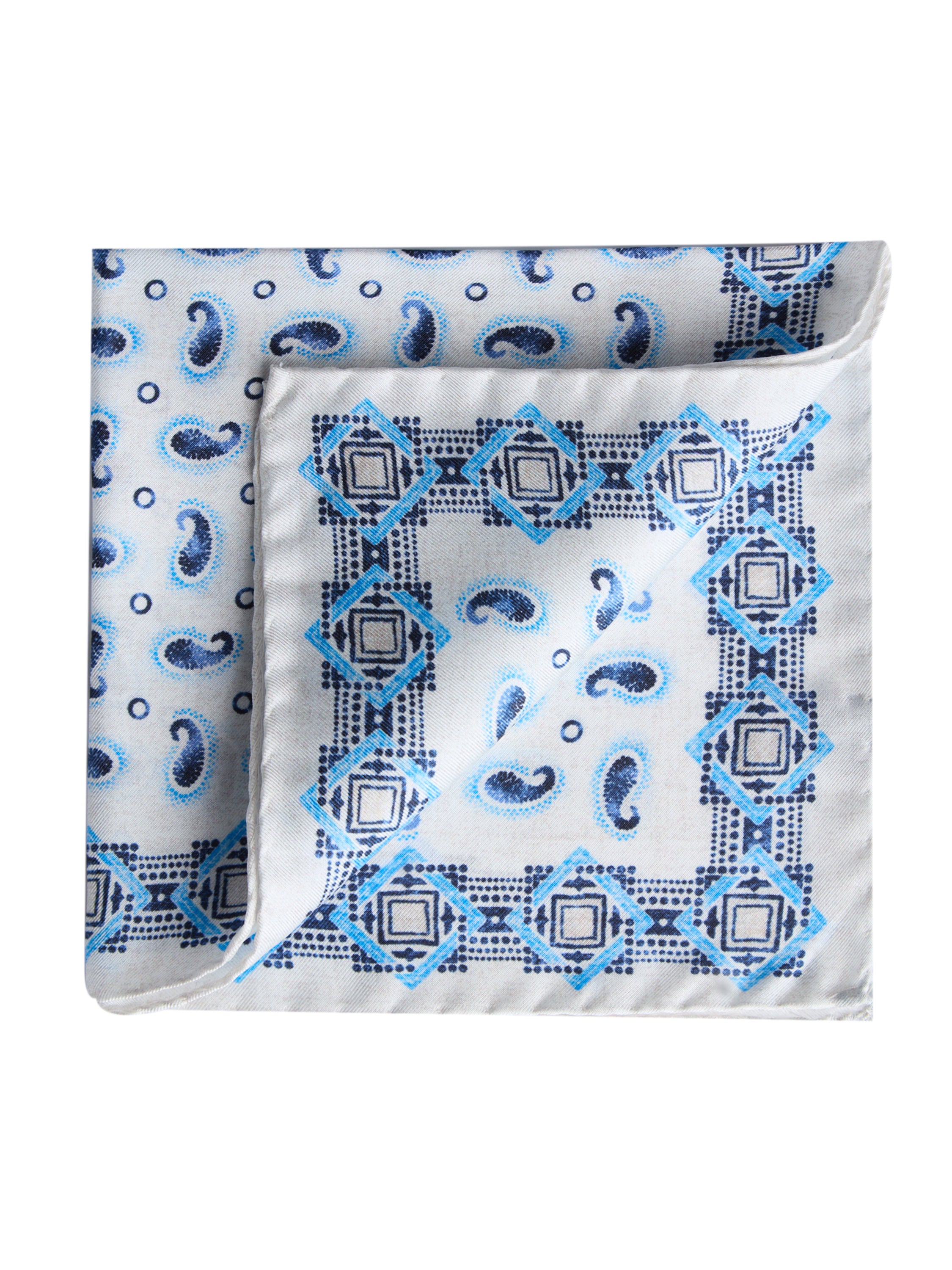 Silk Giada Paisley Handkerchief - White