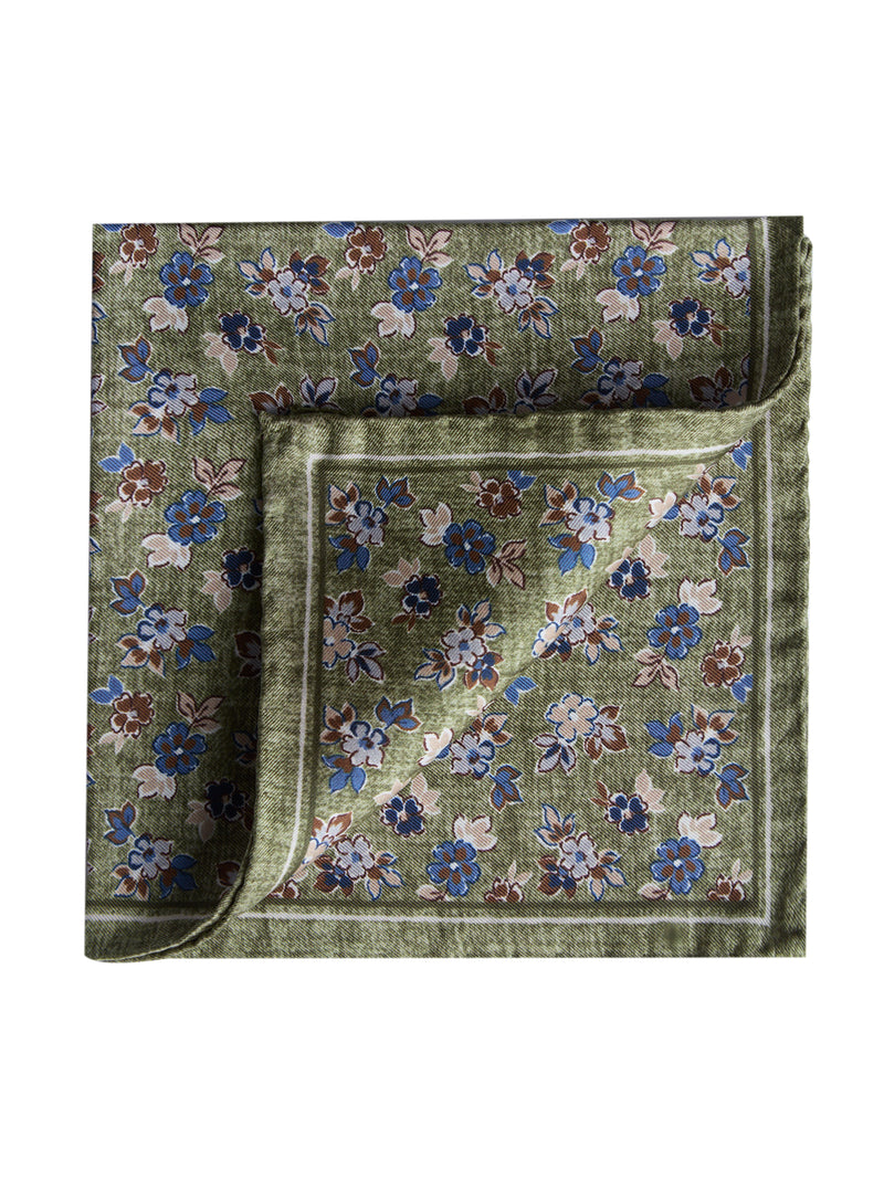Floral Silk Handkerchief - Sage Green