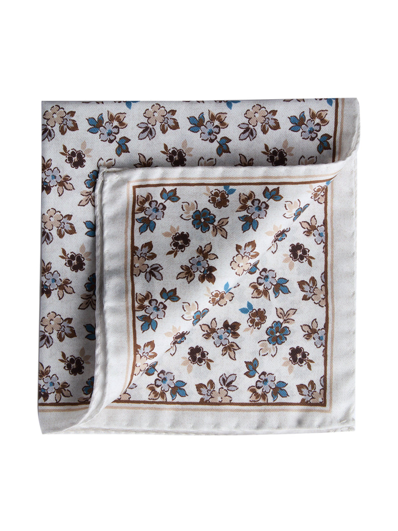 Floral Silk Handkerchief - White