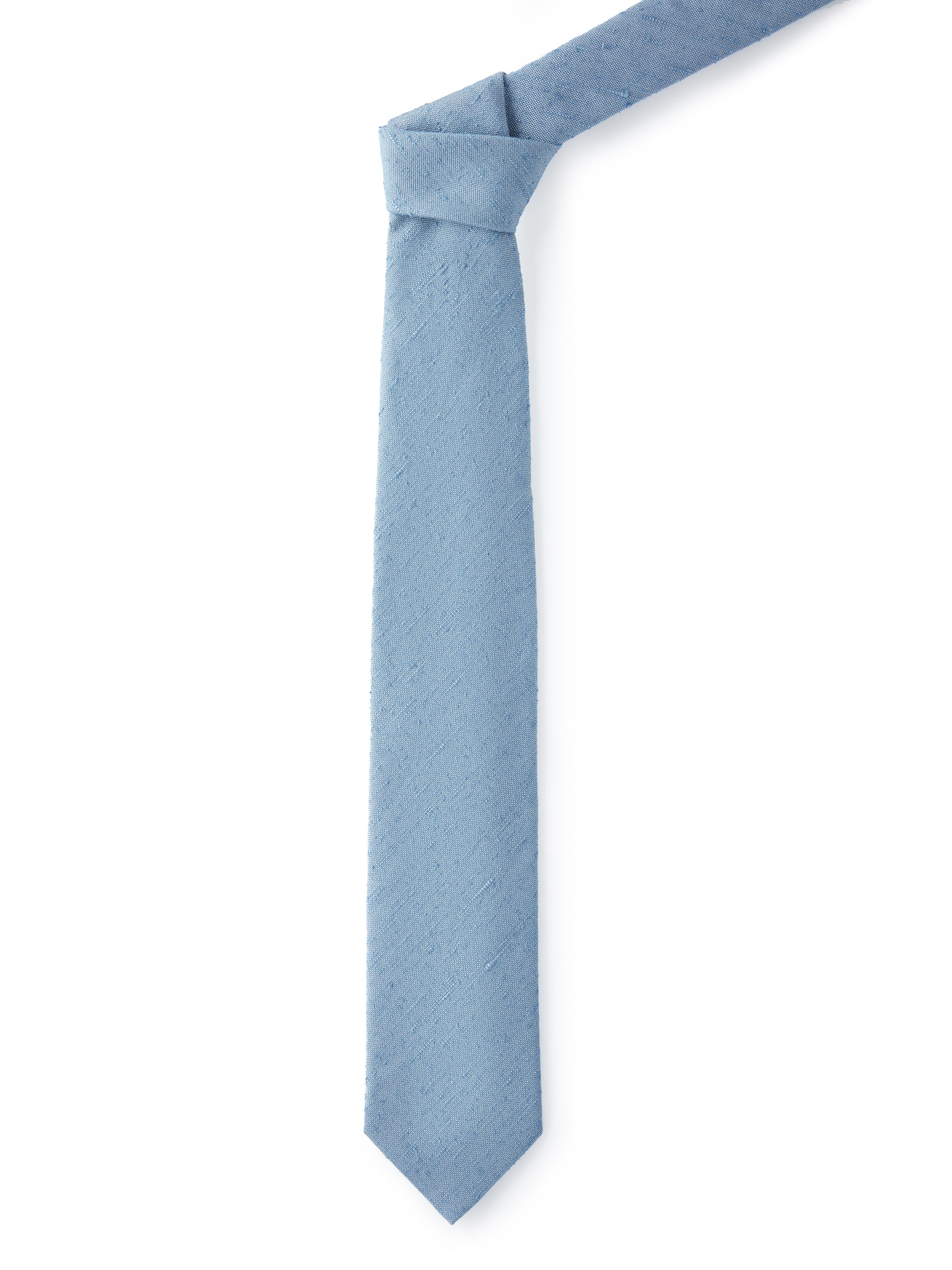 English Silk Shantung Tie - Mid Blue
