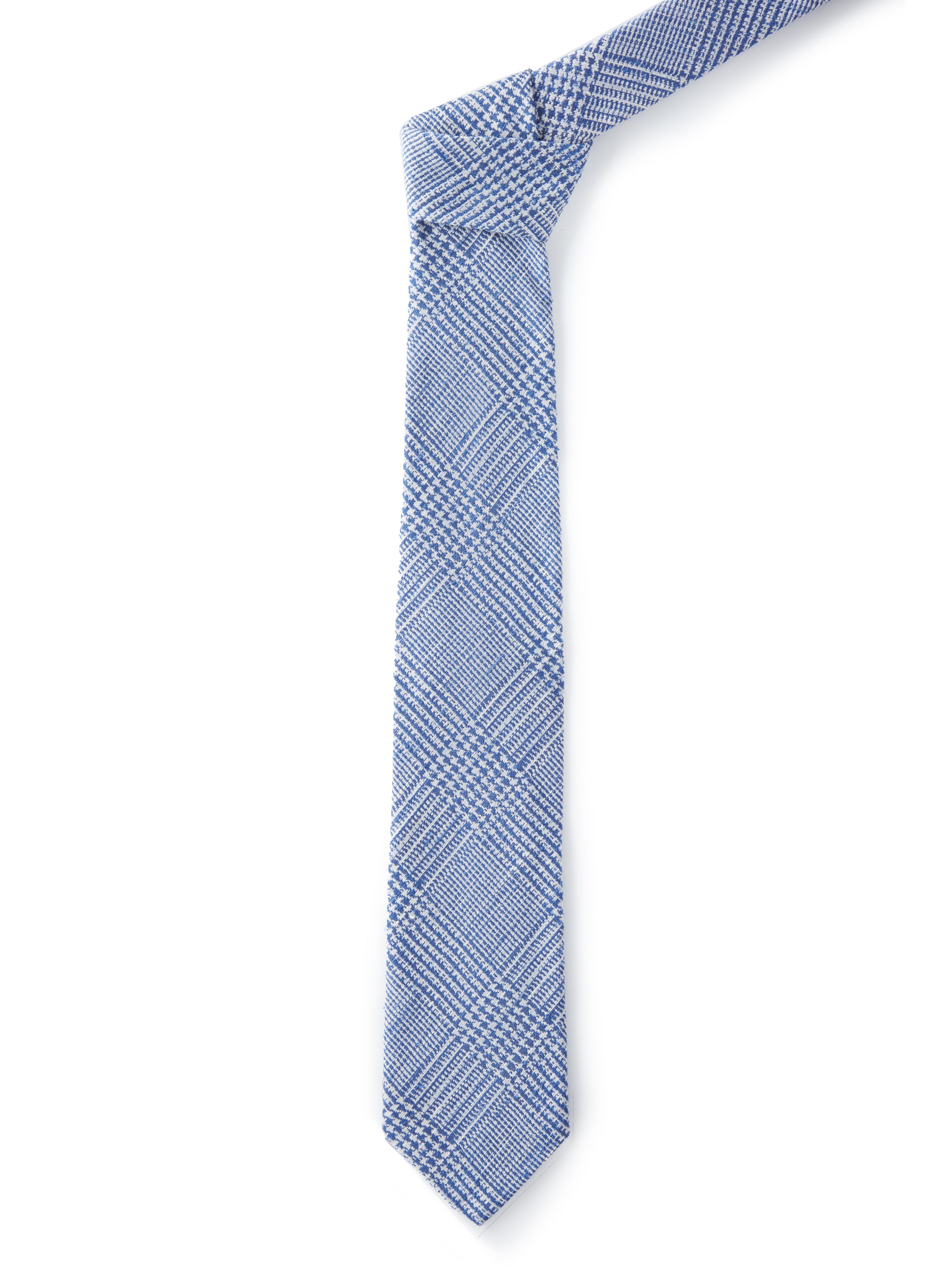 Pure Silk Prince of Wales Shantung Tie - Mid Blue