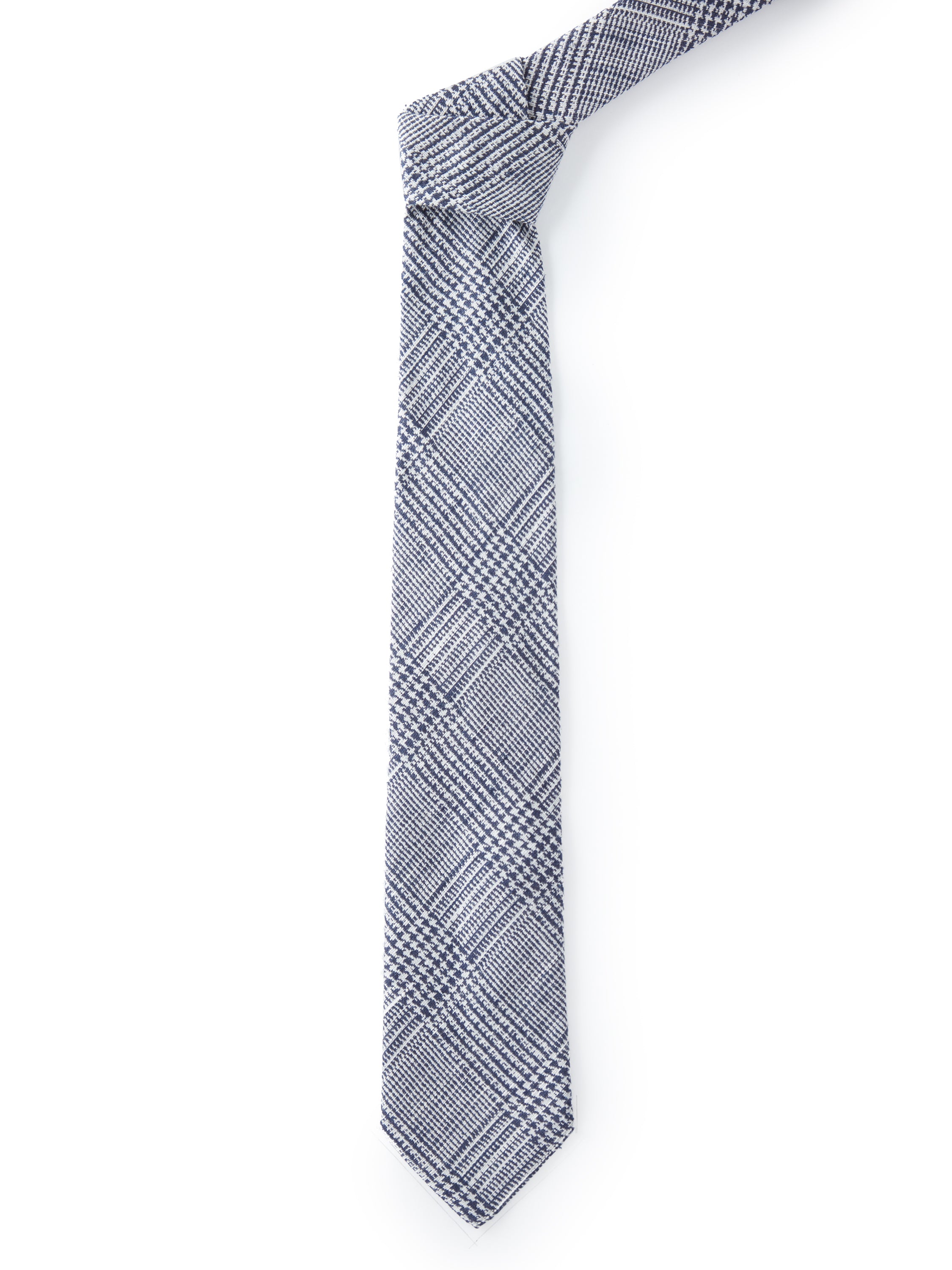 Pure Silk Prince of Wales Shantung Tie - Navy