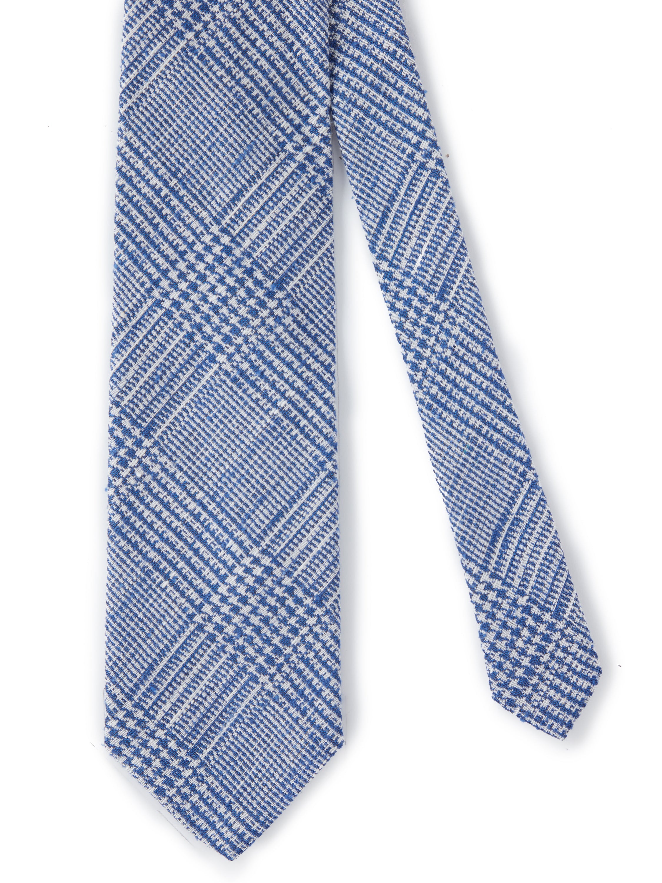 Pure Silk Prince of Wales Shantung Tie - Mid Blue