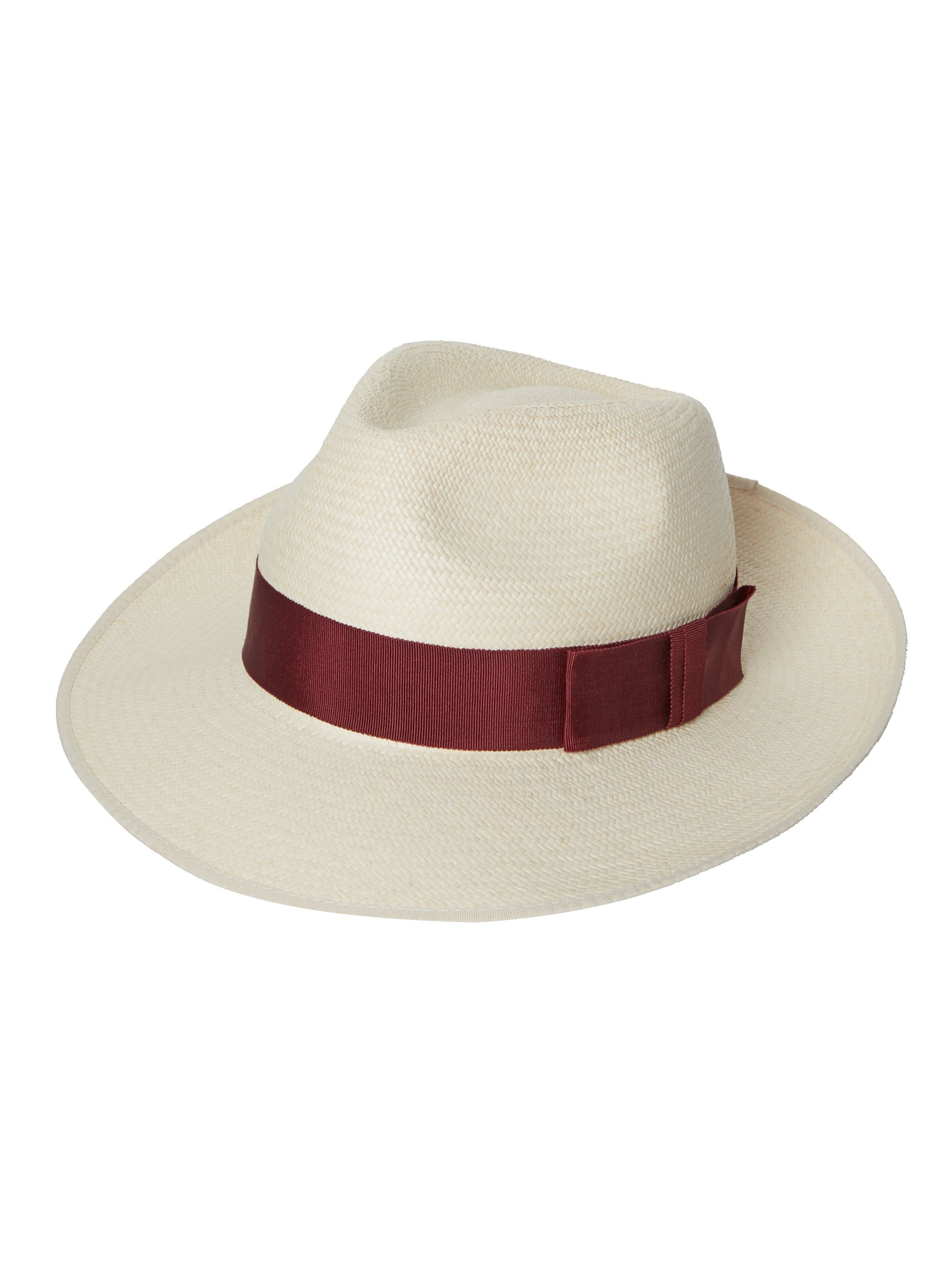 Panama Hat Semi Down Brim - Burgundy Band