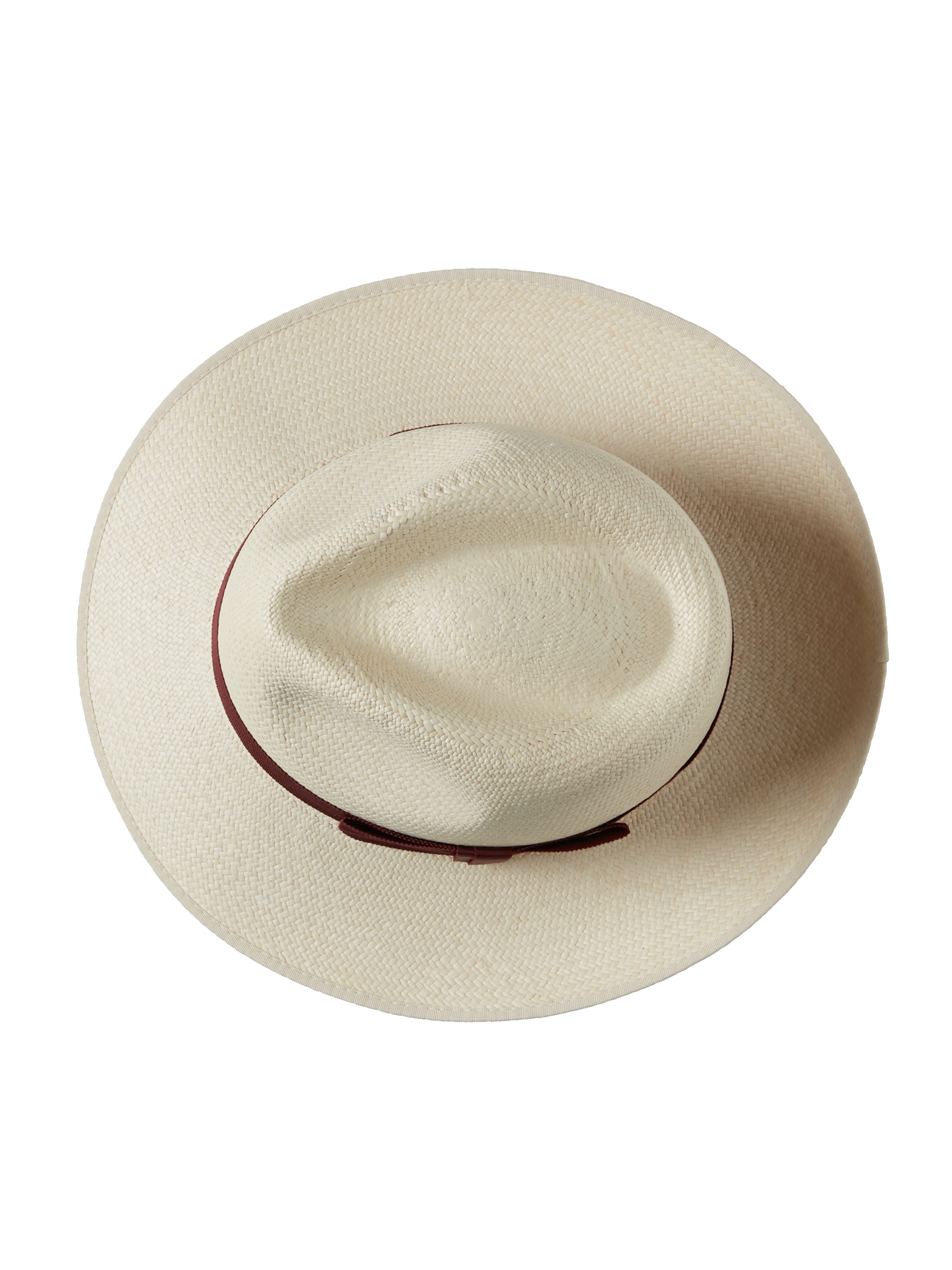 Panama Hat Semi Down Brim - Burgundy Band