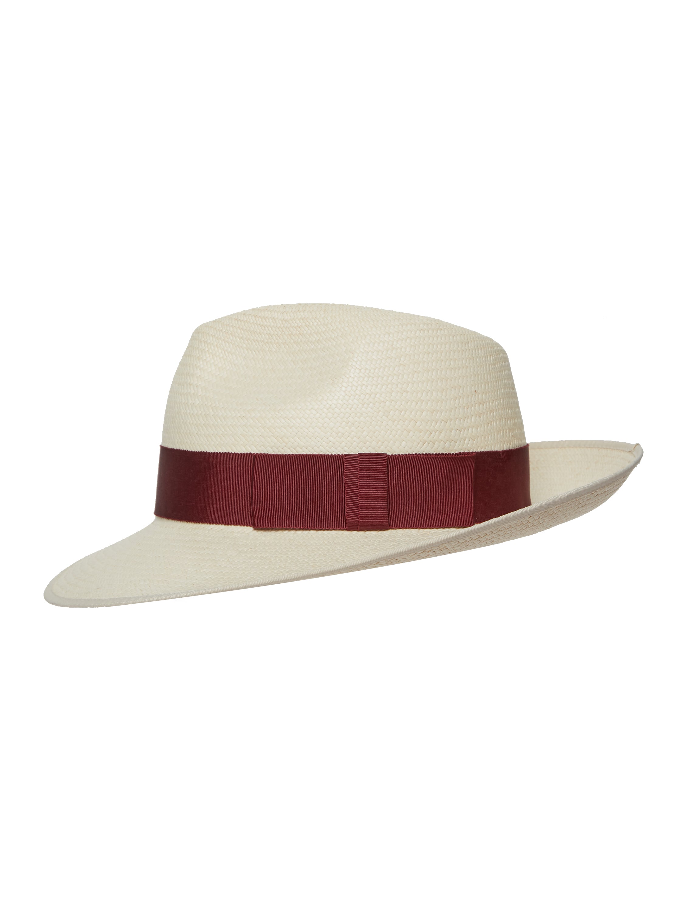 Panama Hat Semi Down Brim - Burgundy Band