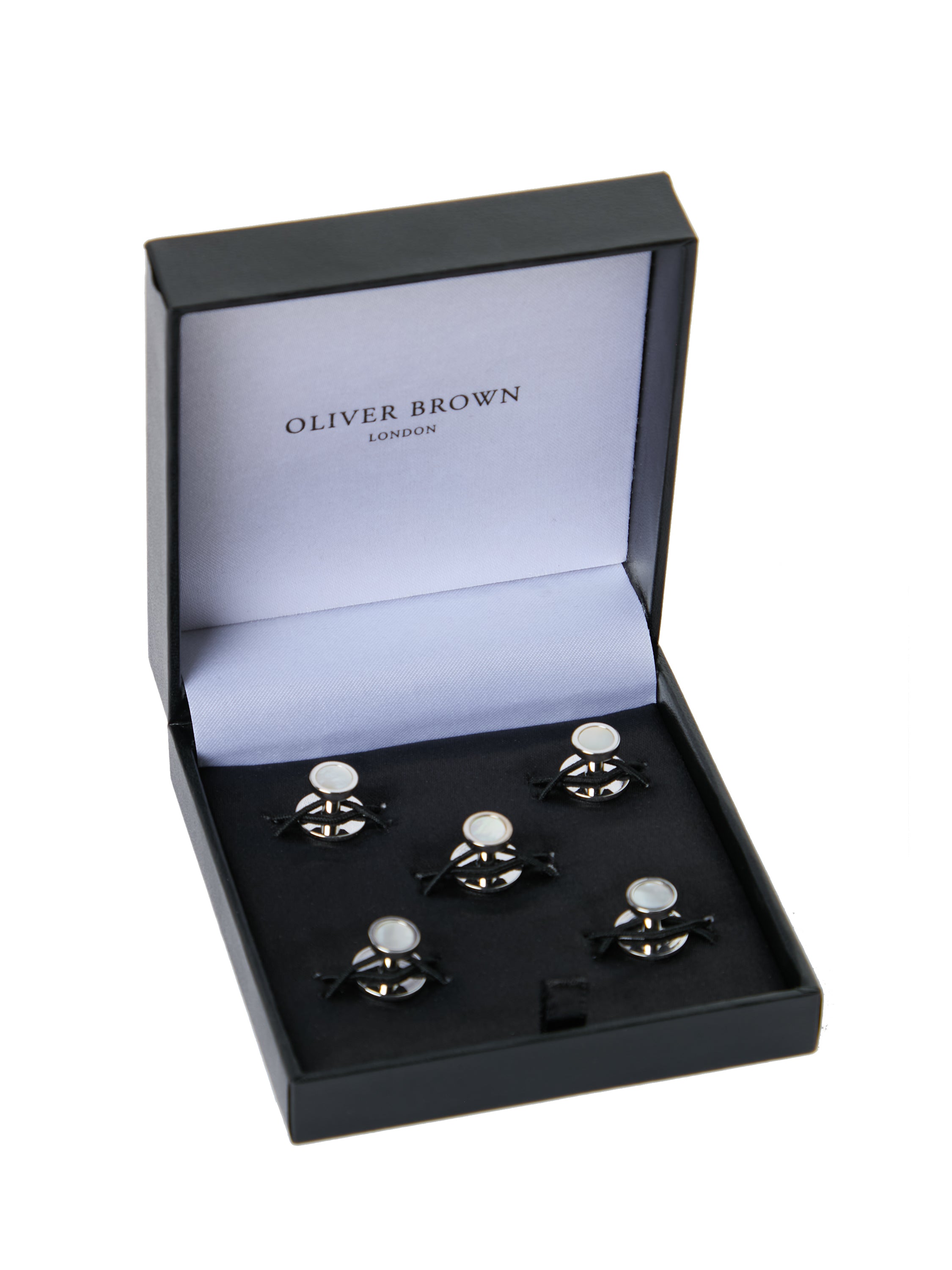 Rhodium-Plated Dress Studs - Mother of Pearl