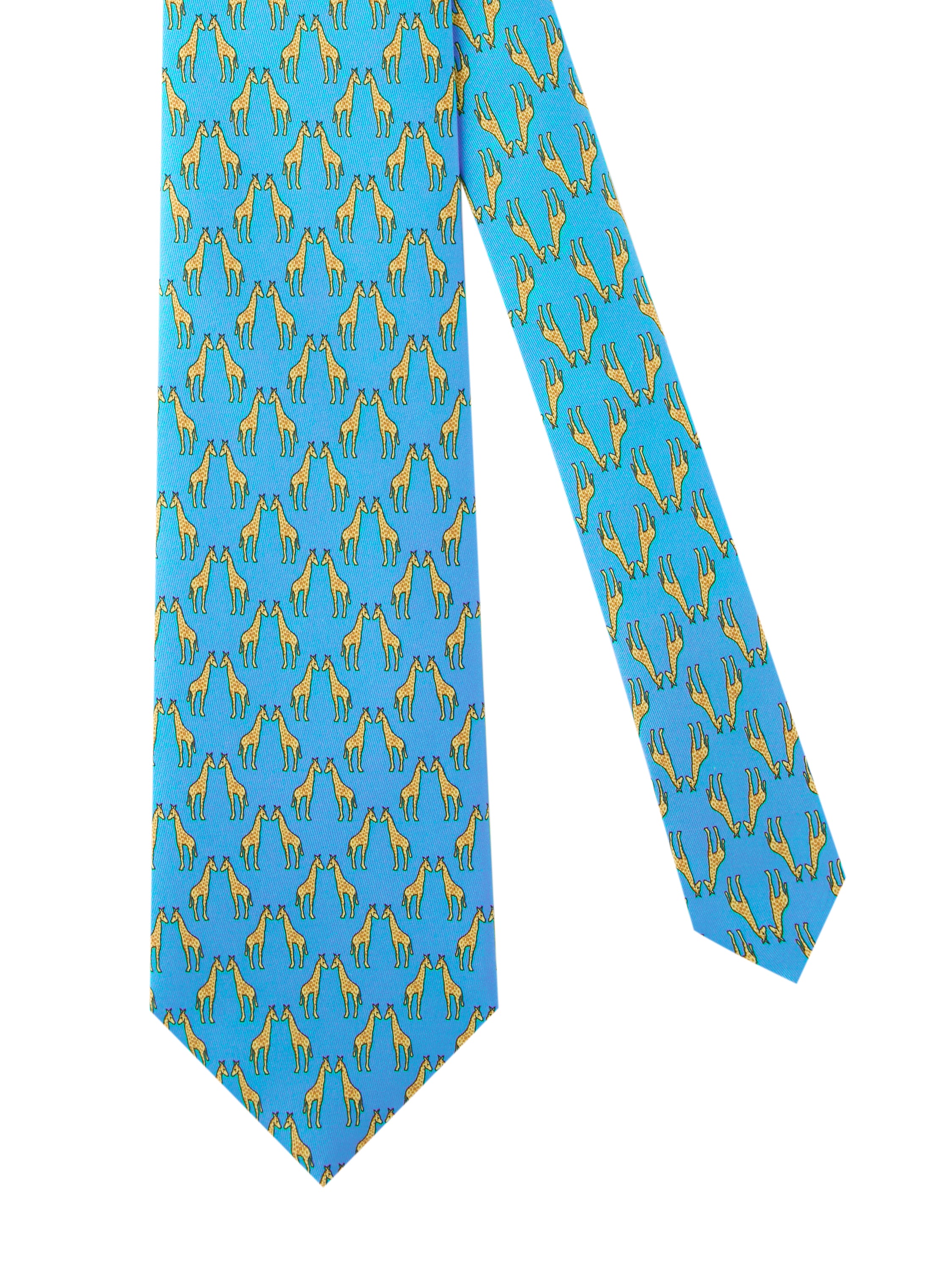 Giraffe Silk Tie - Pale Blue