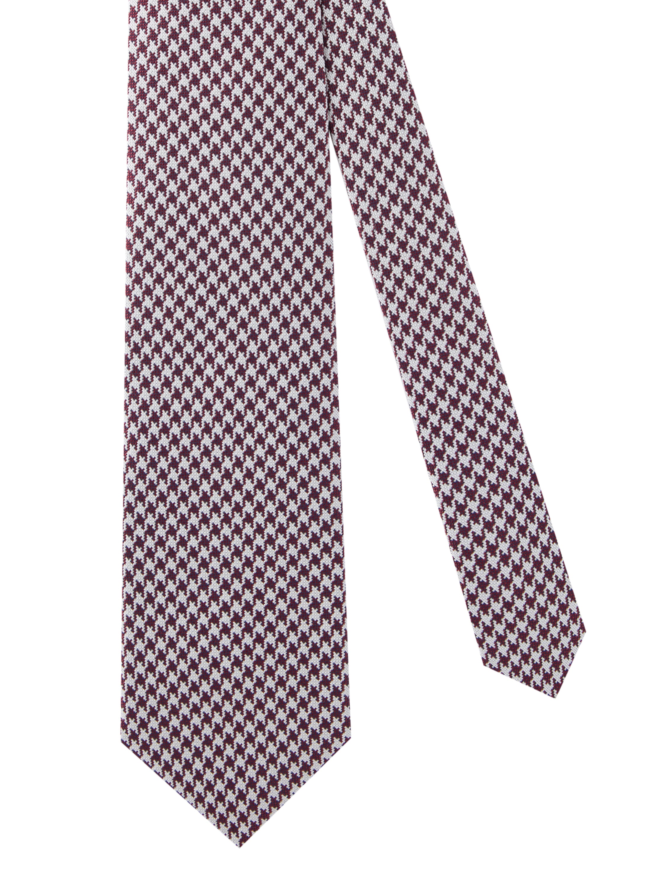 Houndstooth Silk Tie - Burgundy