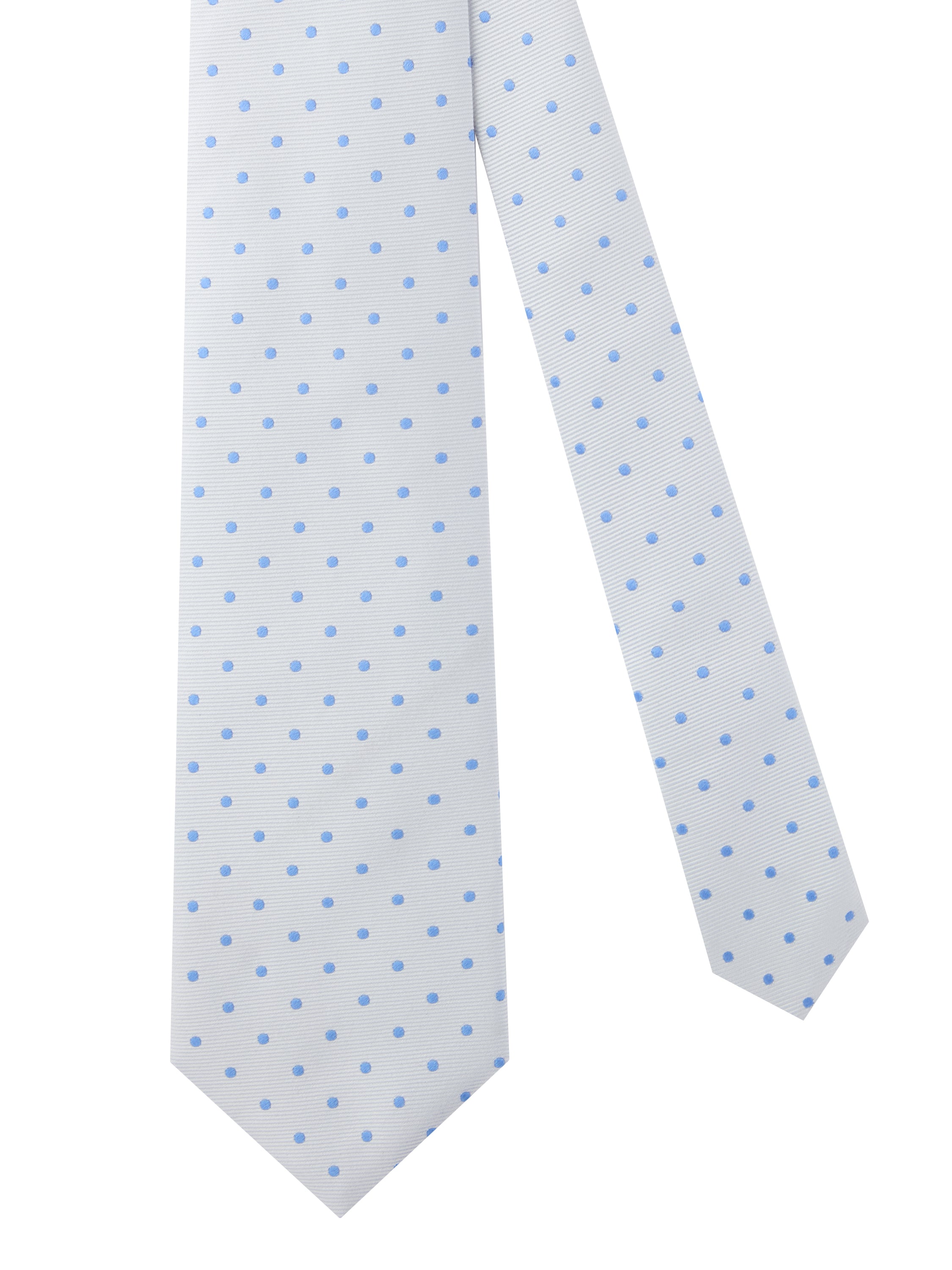 Woven Polka Dot Silk Tie - Pale Blue