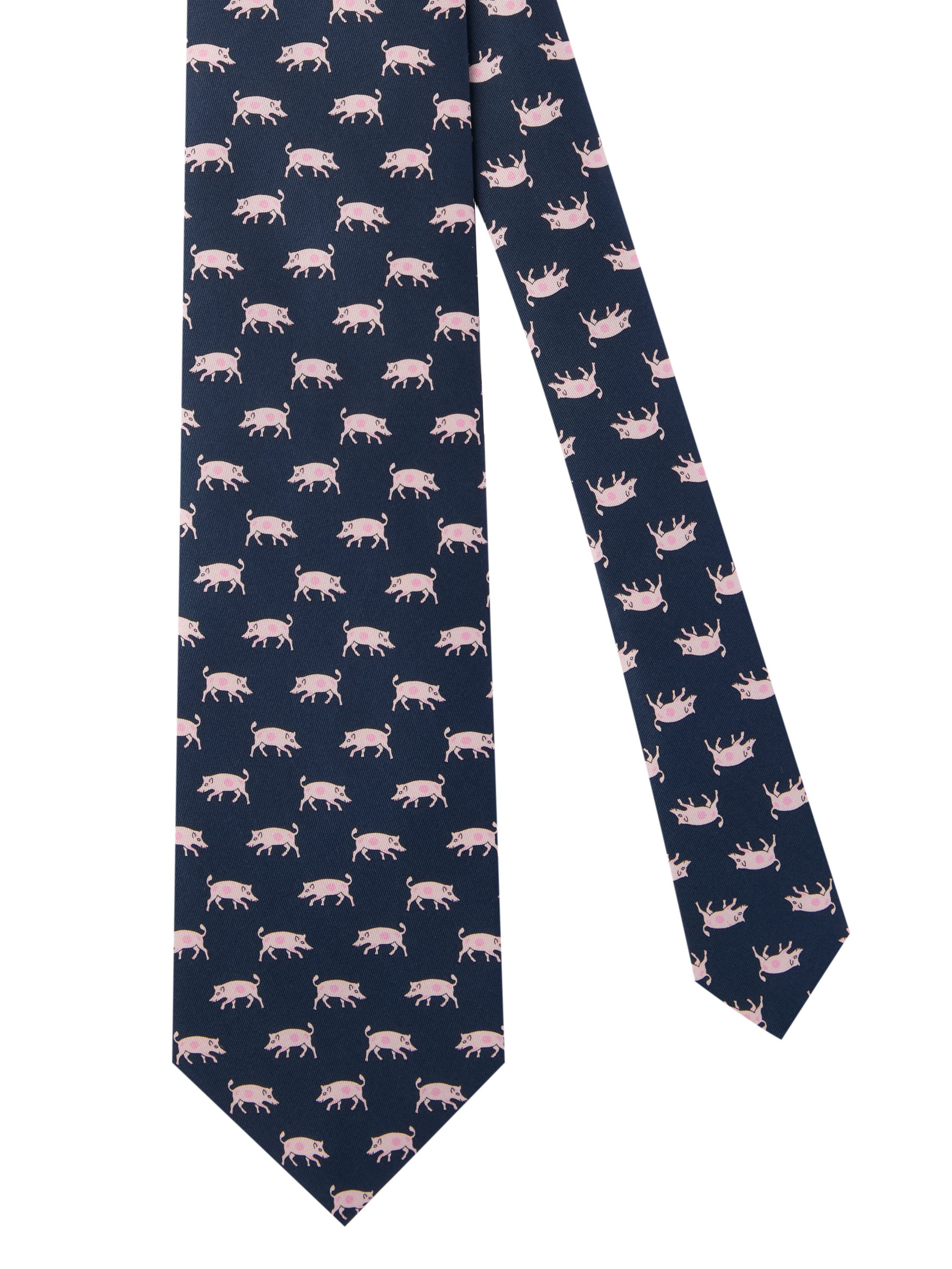 Pig Silk Tie - Navy