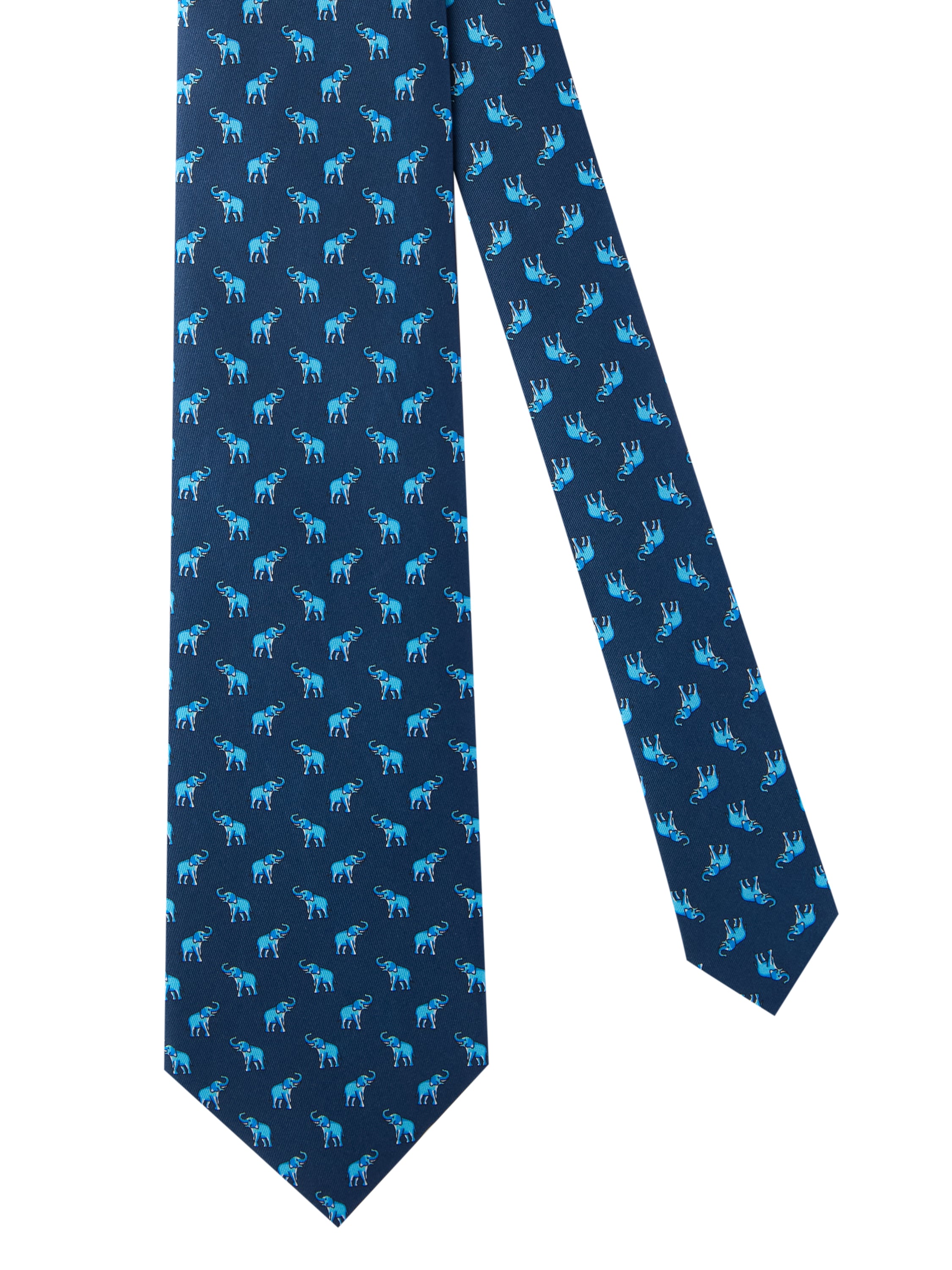 Elephant Silk Tie - Navy