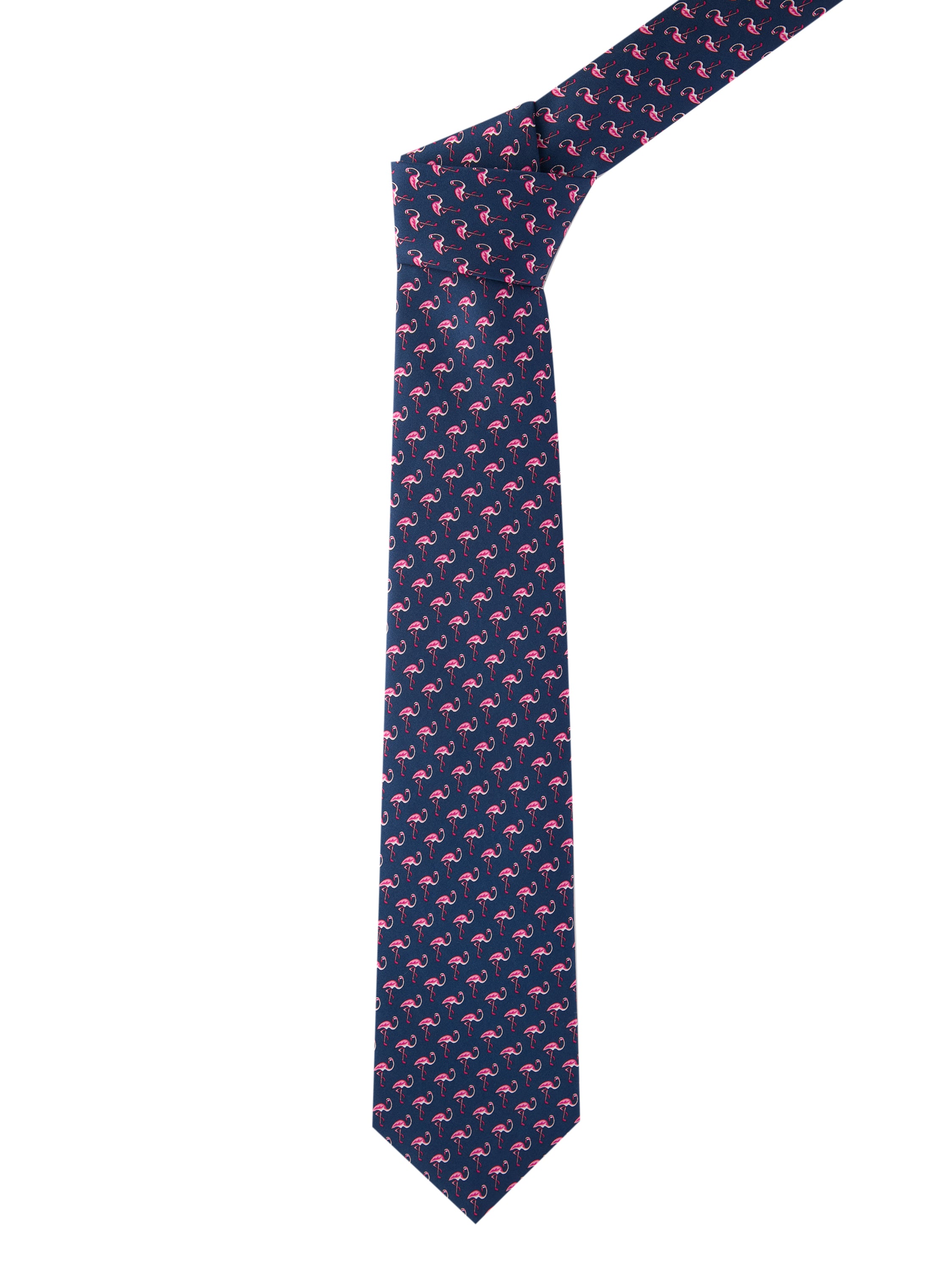 Flamingo Silk Tie - Navy