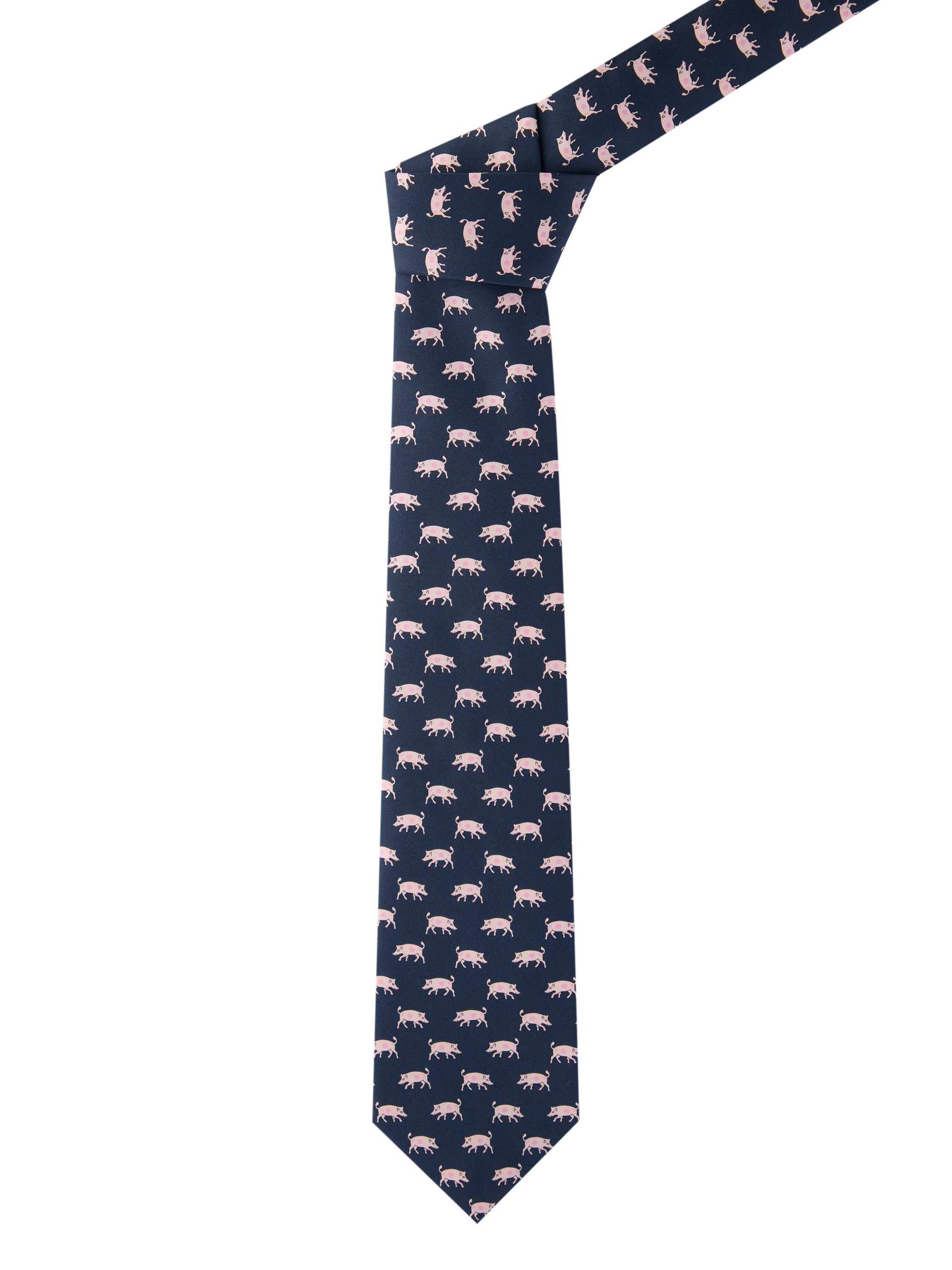 Pig Silk Tie - Navy