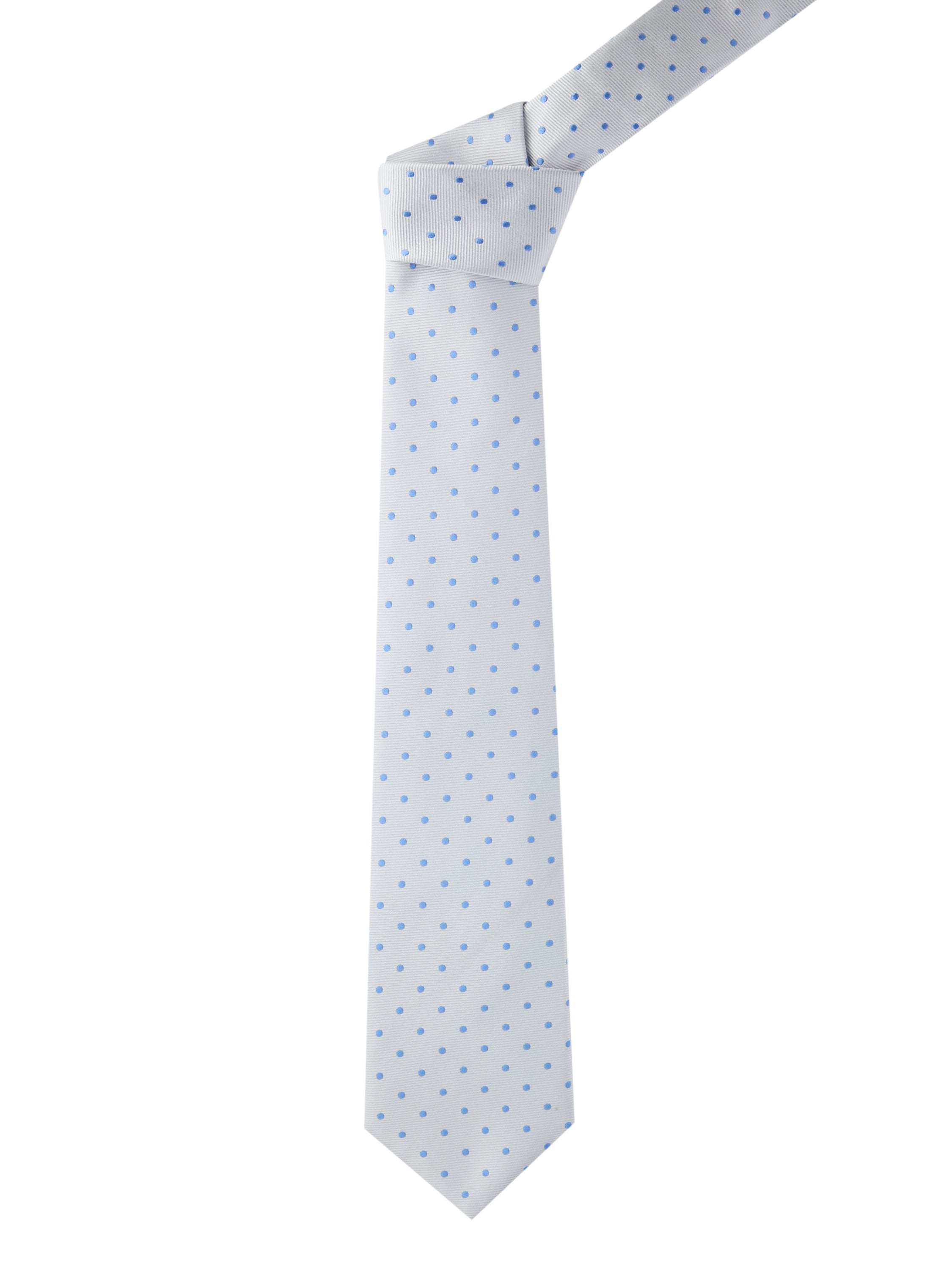 Woven Polka Dot Silk Tie - Pale Blue