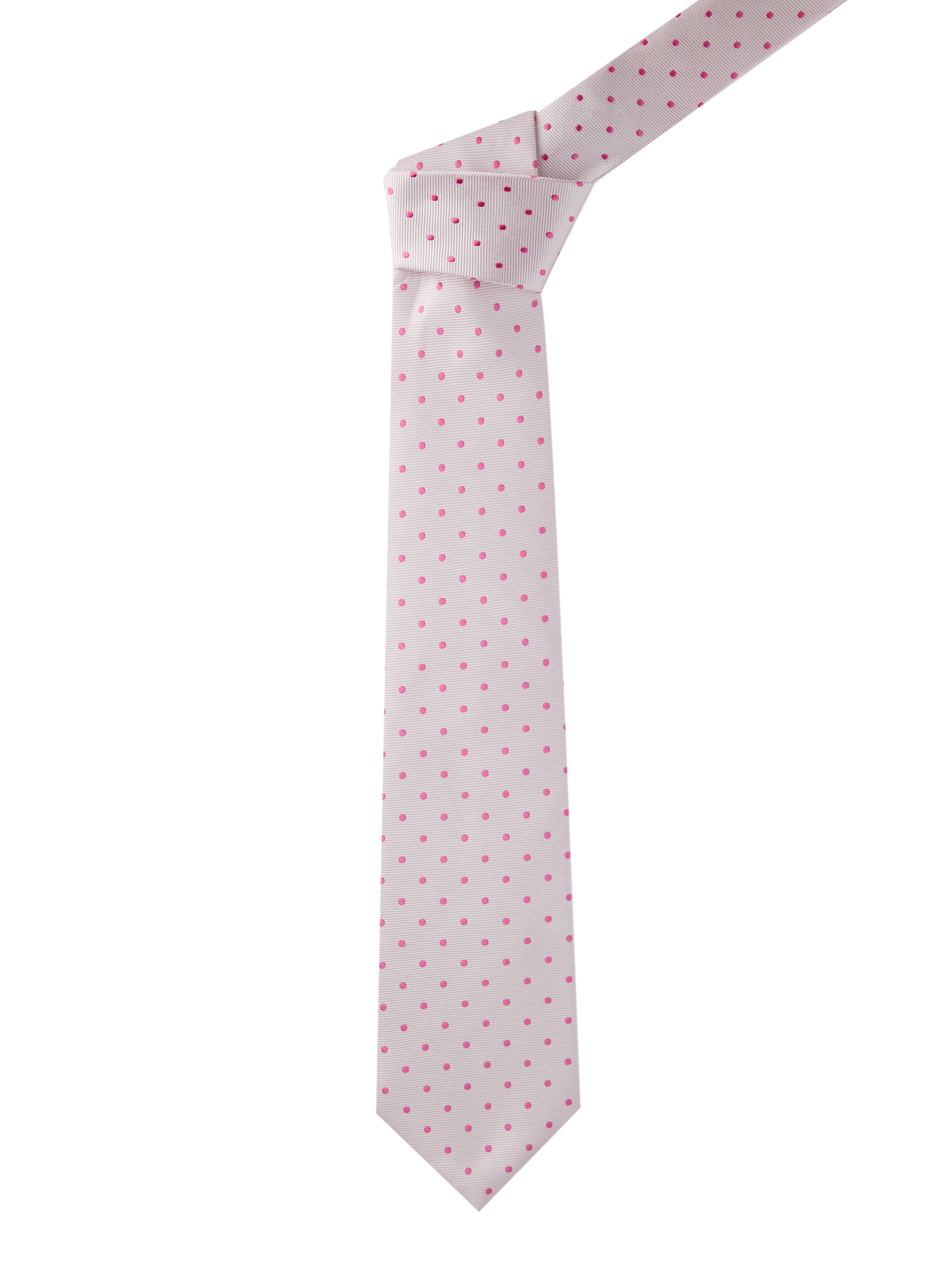 Woven Polka Dot Silk Tie - Pink