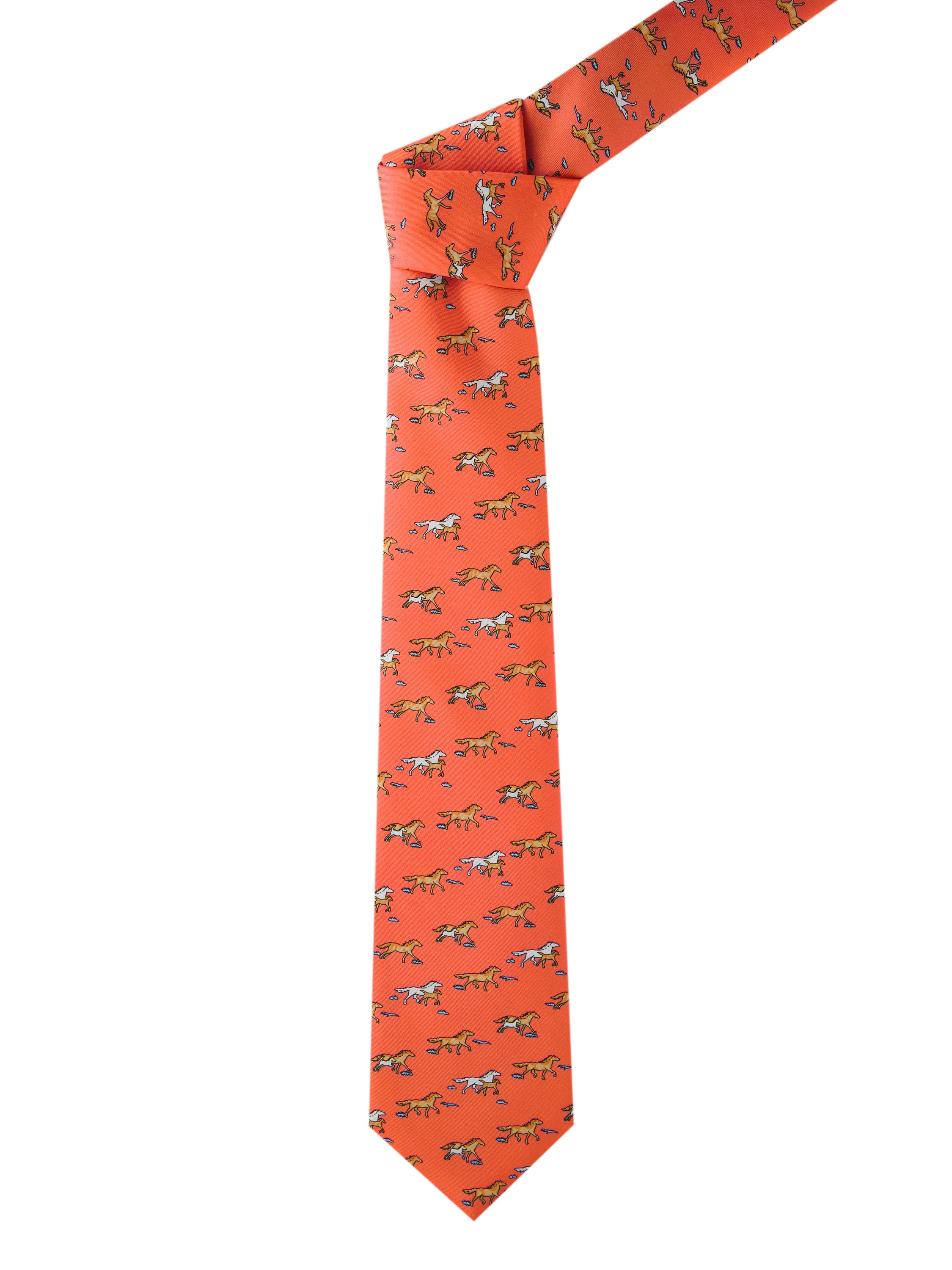 Horse & Steed Silk Tie - Peach