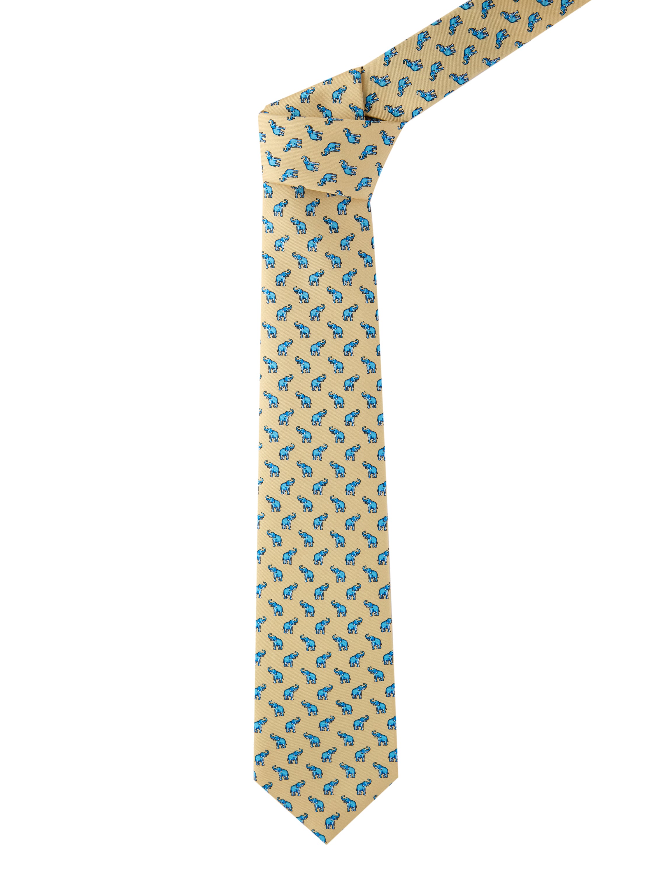 Elephant Silk Tie - Yellow
