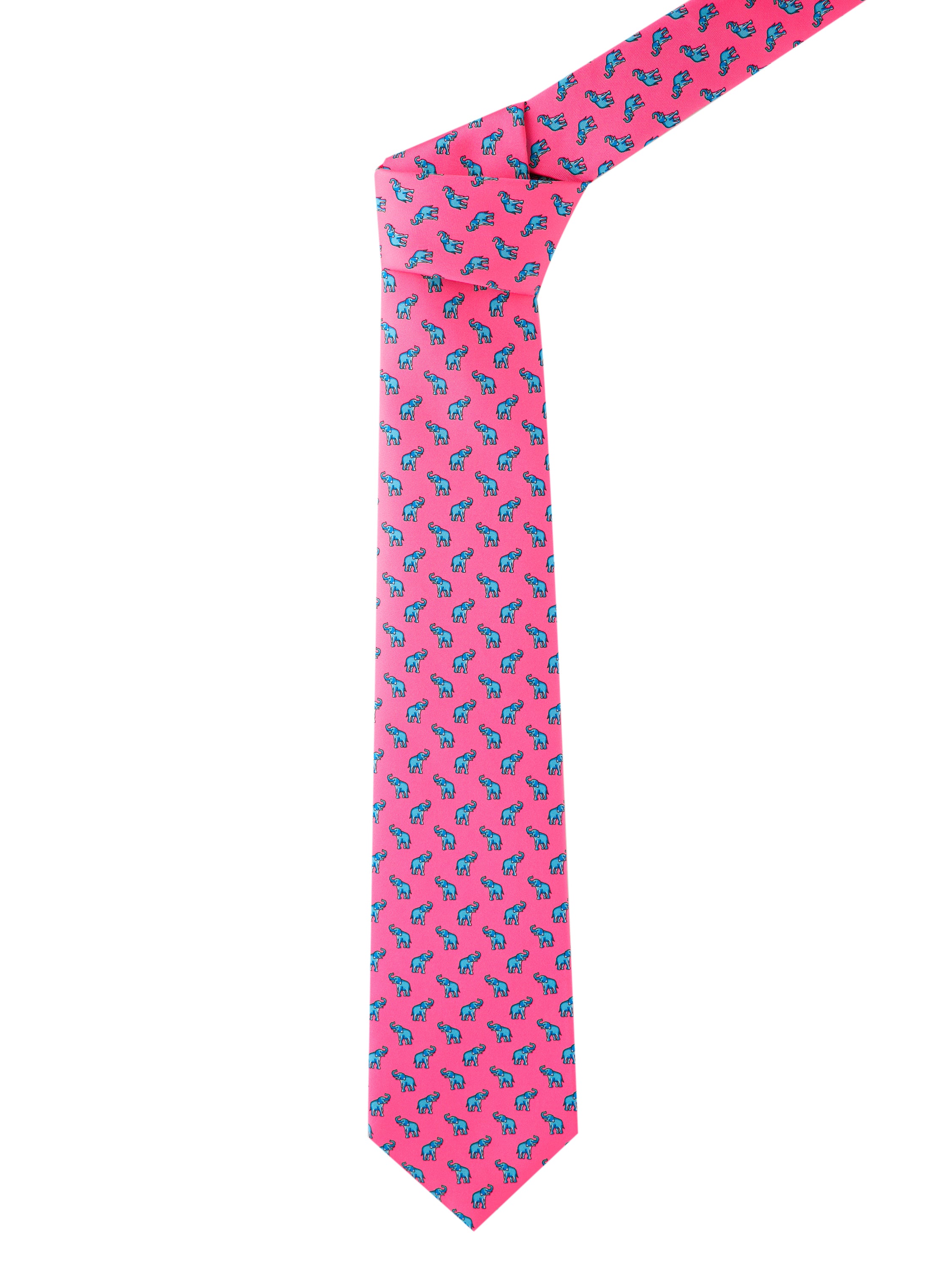 Elephant Silk Tie - Fuchsia
