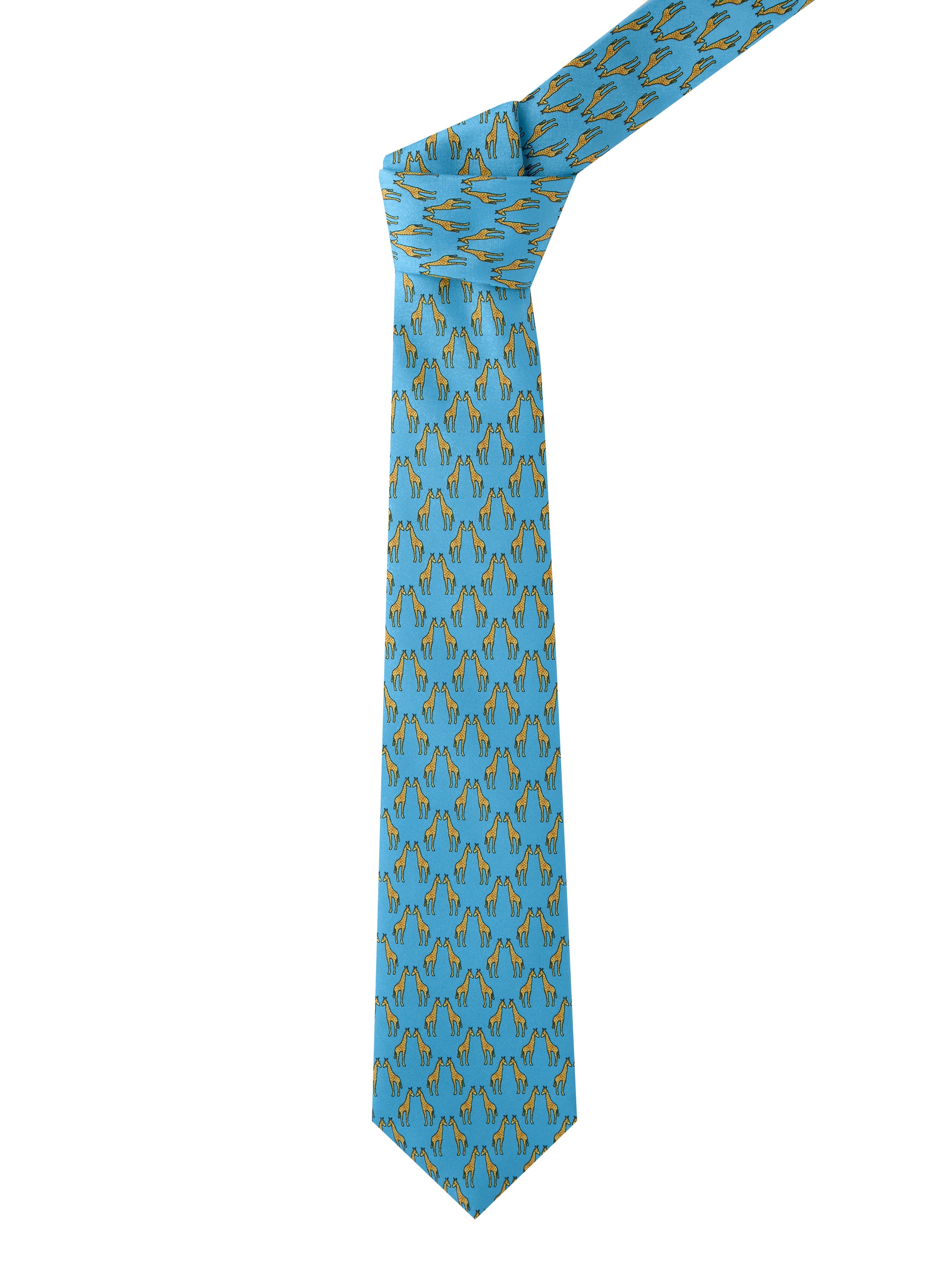 Giraffe Silk Tie - Pale Blue