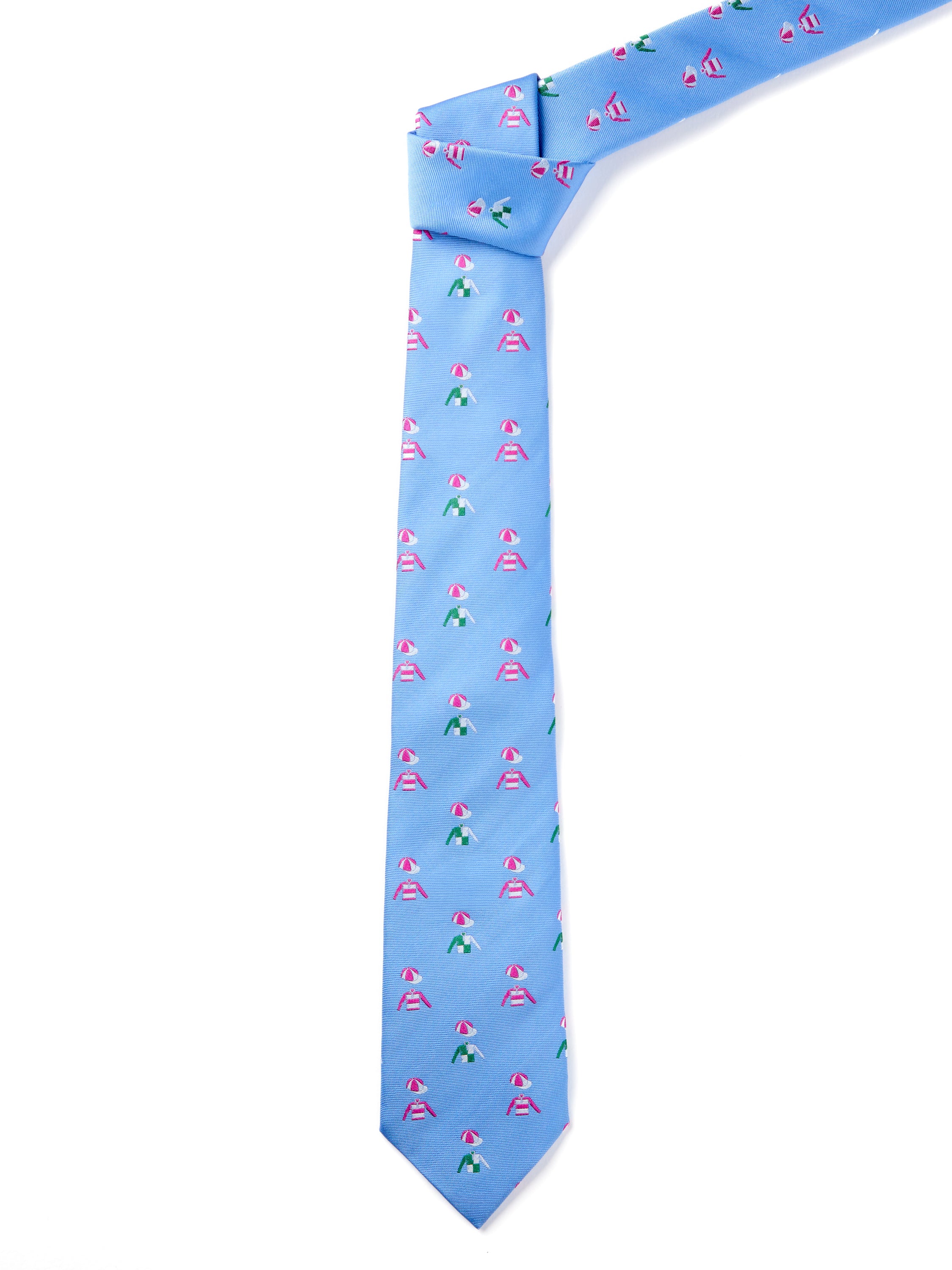 English Woven Silk Jockey & Cap Tie - Pale Blue | Men's Ties