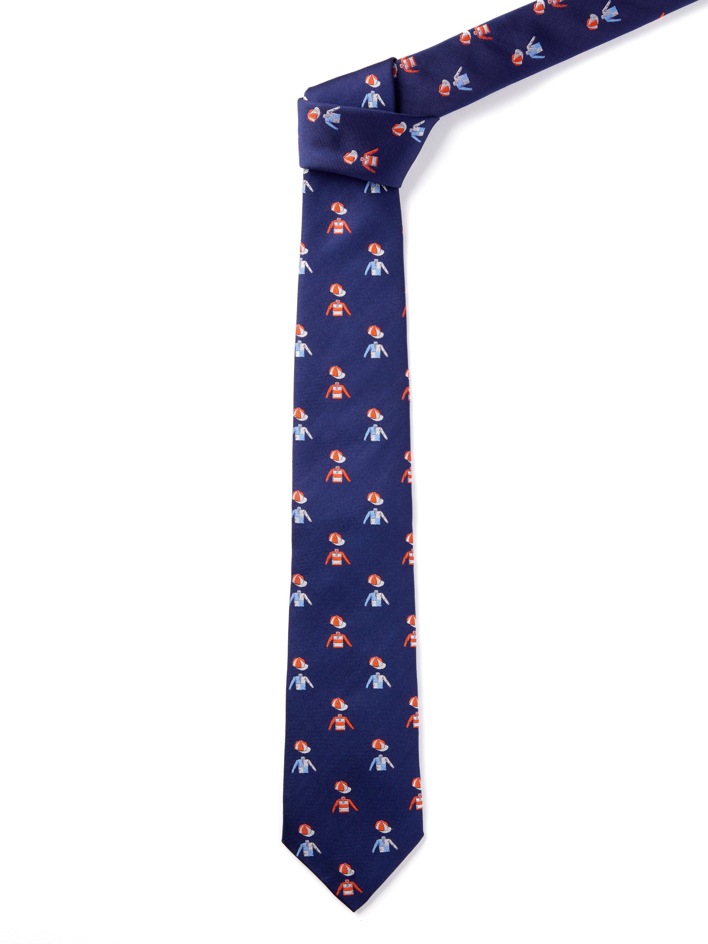 English Woven Silk Jockey & Cap Tie - Navy