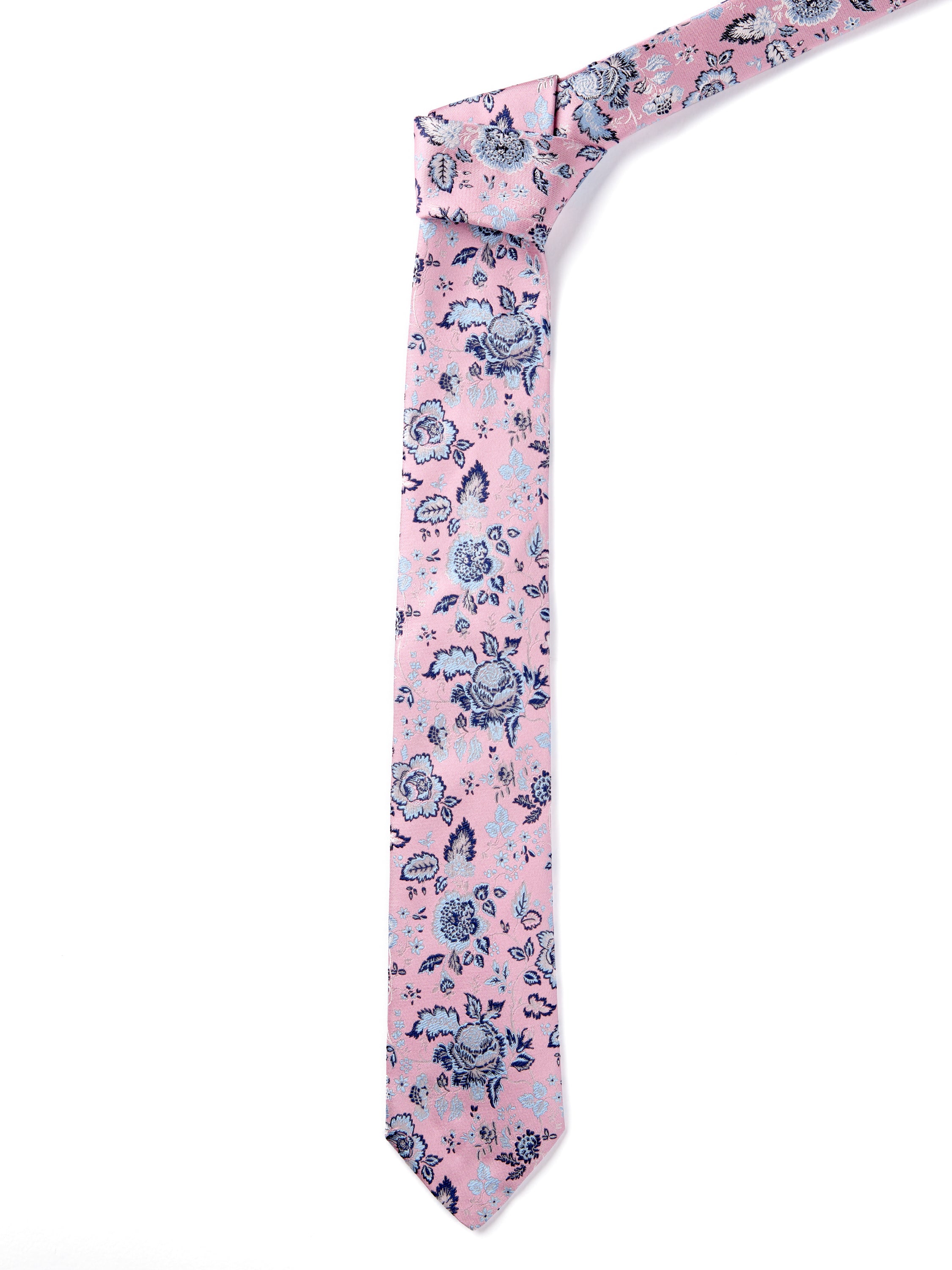 Italian Silk Floral Tie - Pink