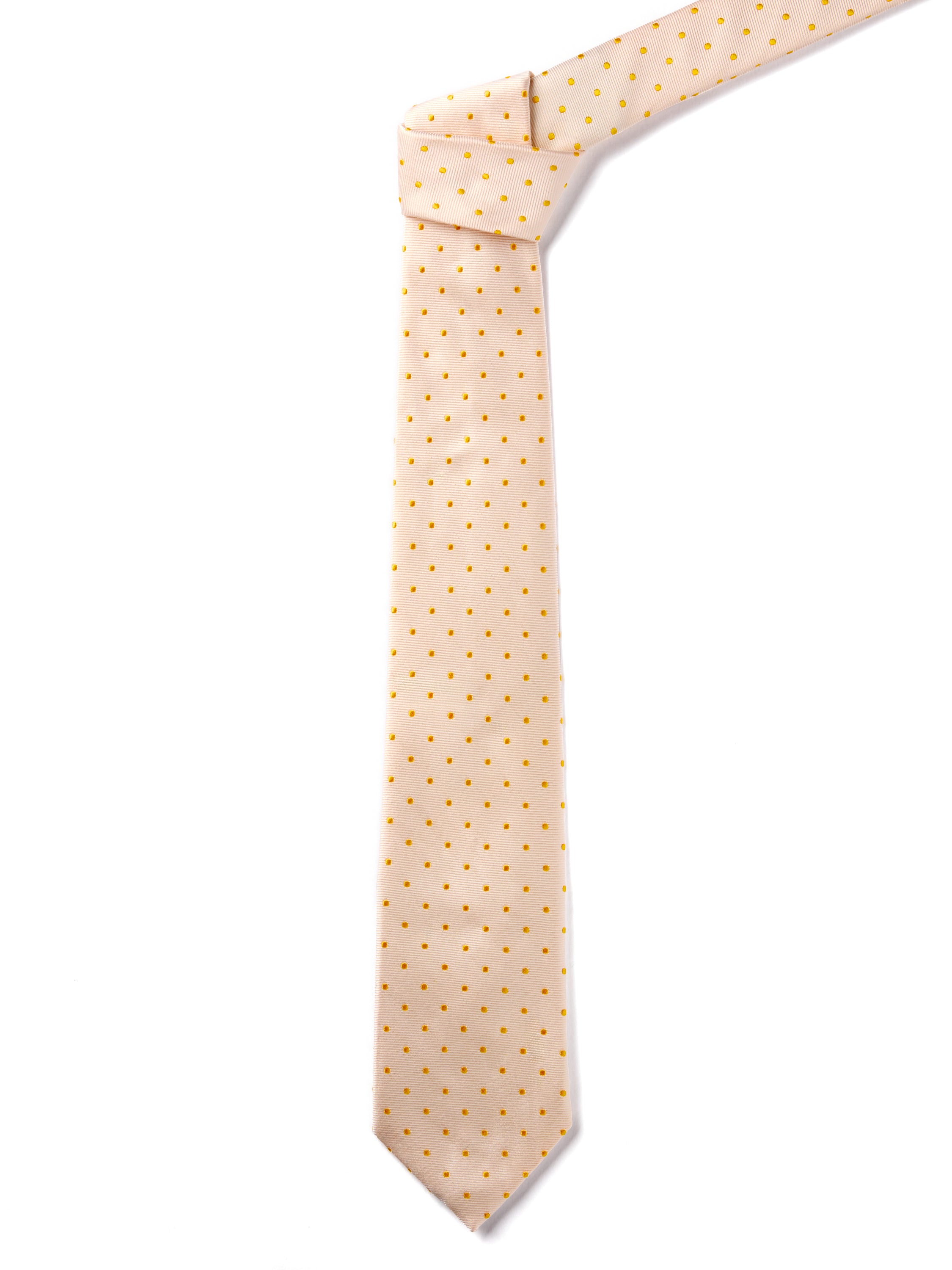 Woven Polka Dot Silk Tie - Pale Yellow