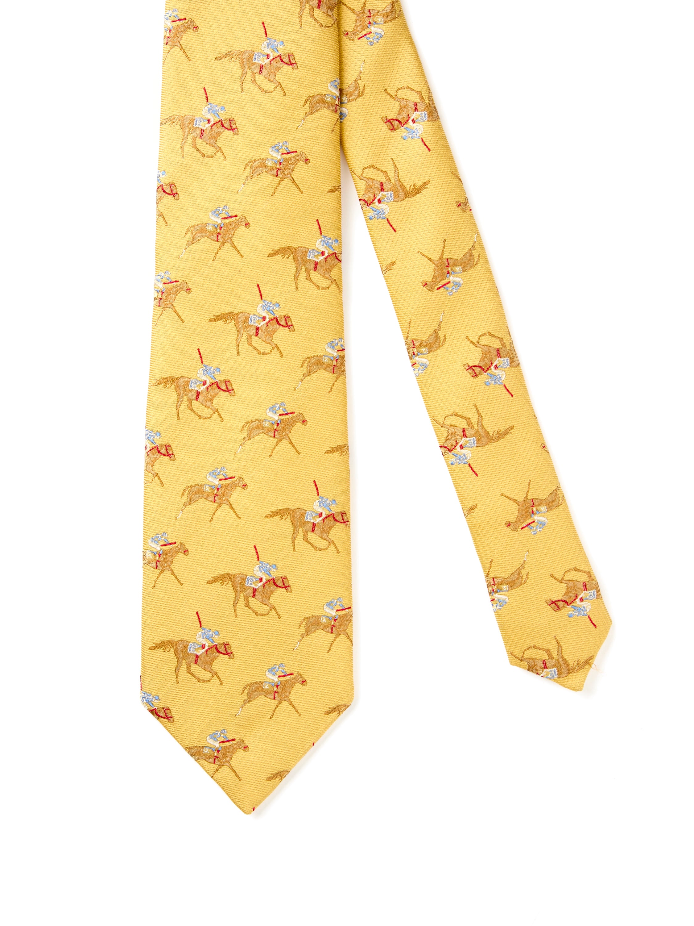 English Woven Silk Horse Racing Tie - Pale Yellow