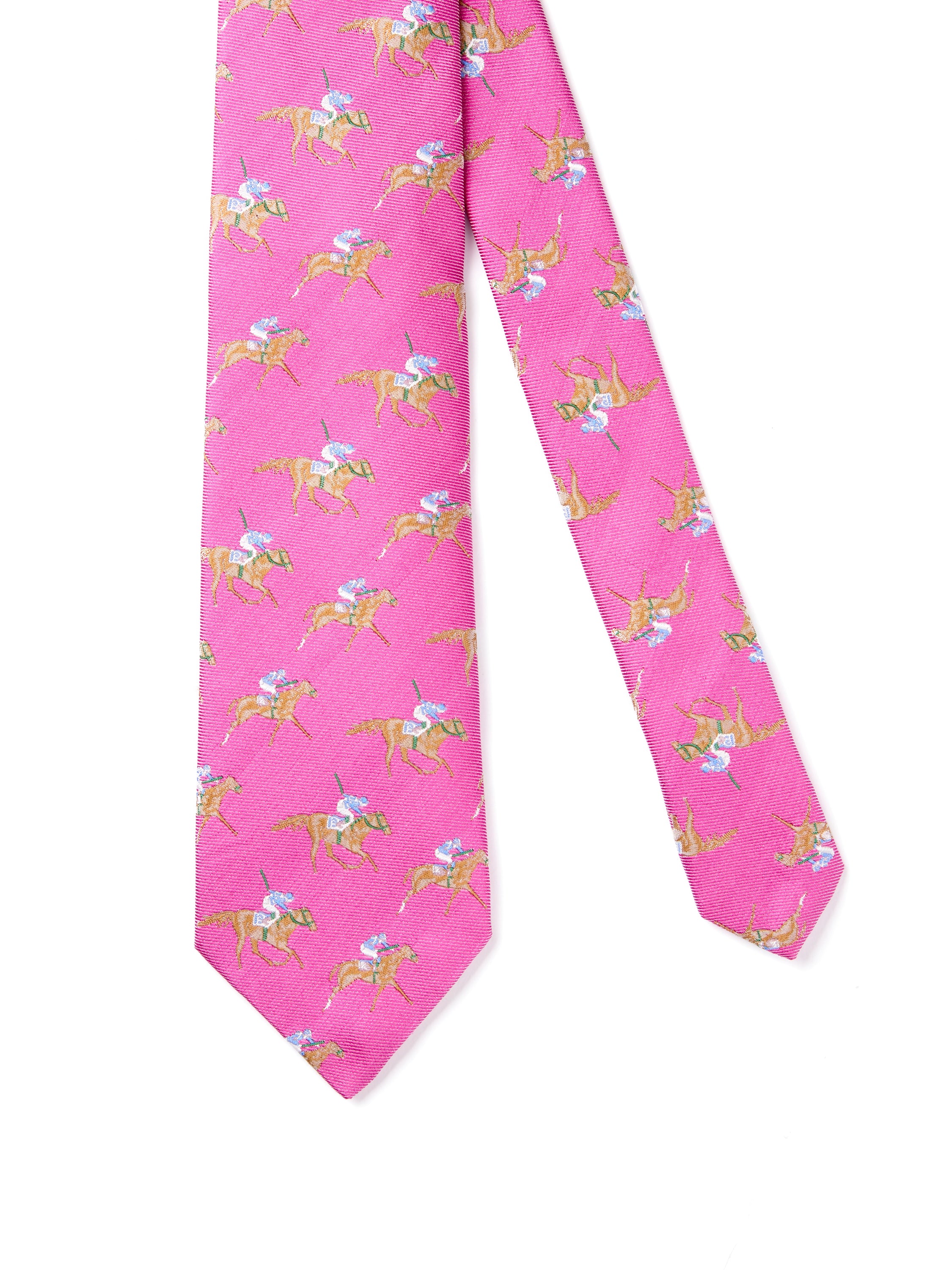 English Woven Silk Horse Racing Tie - Pale Pink