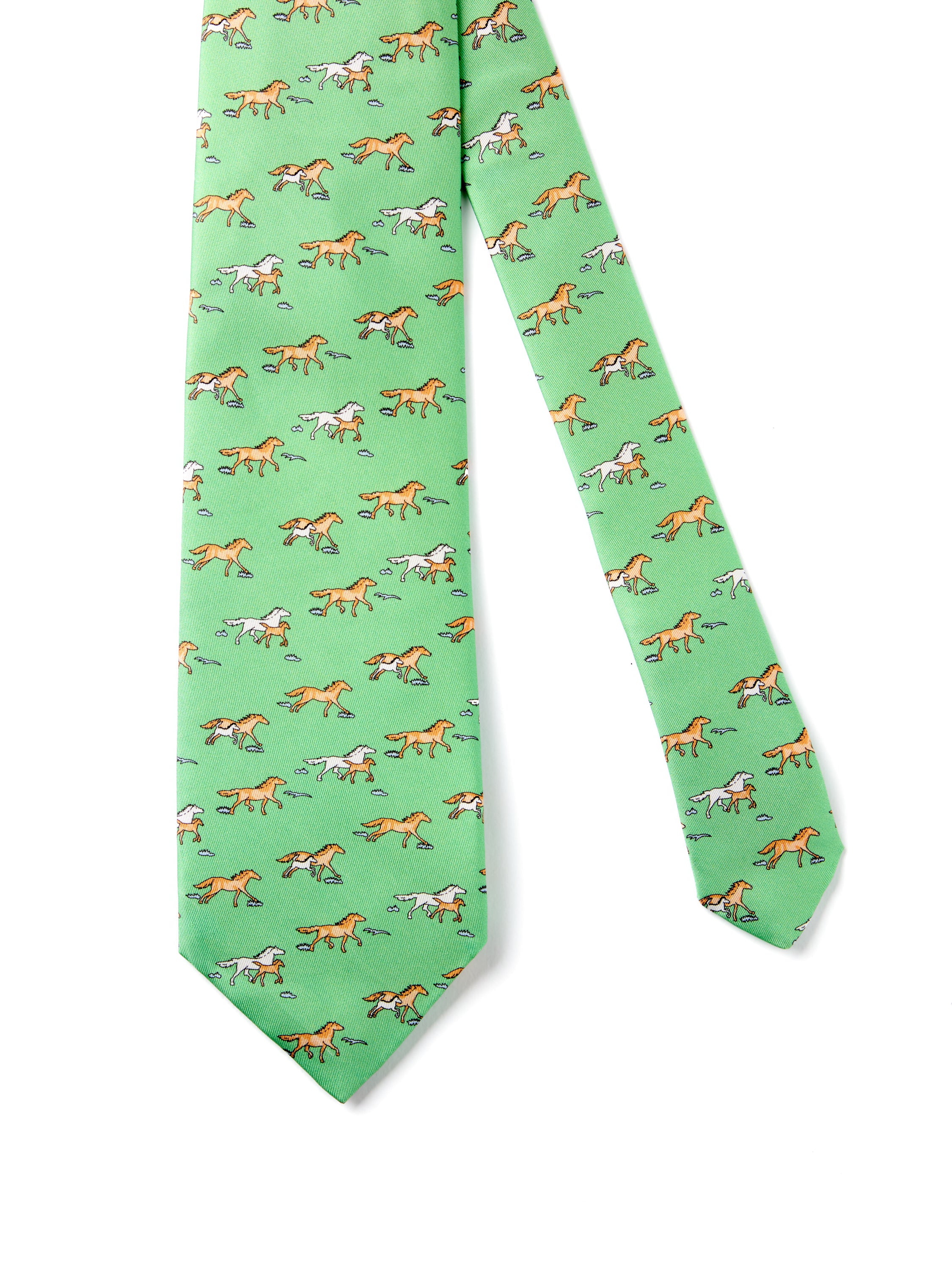 Horse & Steed Silk Tie - Light Green