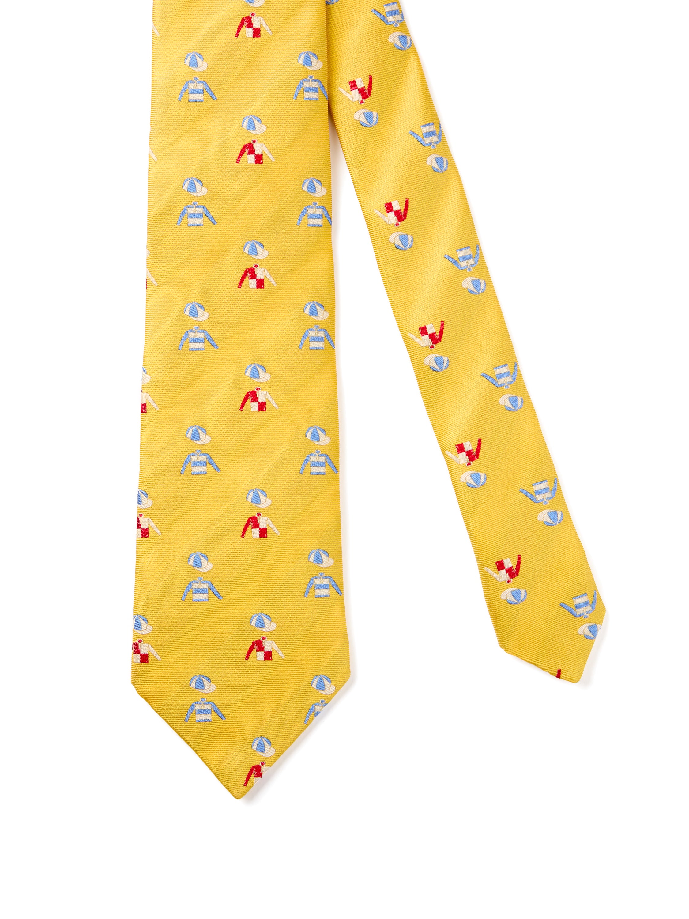 English Woven Silk Jockey & Cap Tie - Pale Yellow