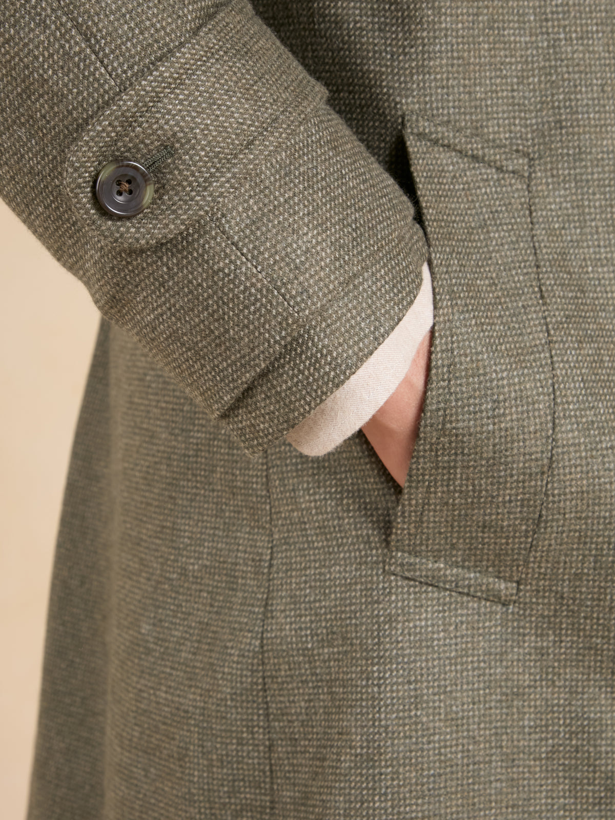 Ranelagh Overcoat - Sage Marl Cashmere Blend Tweed