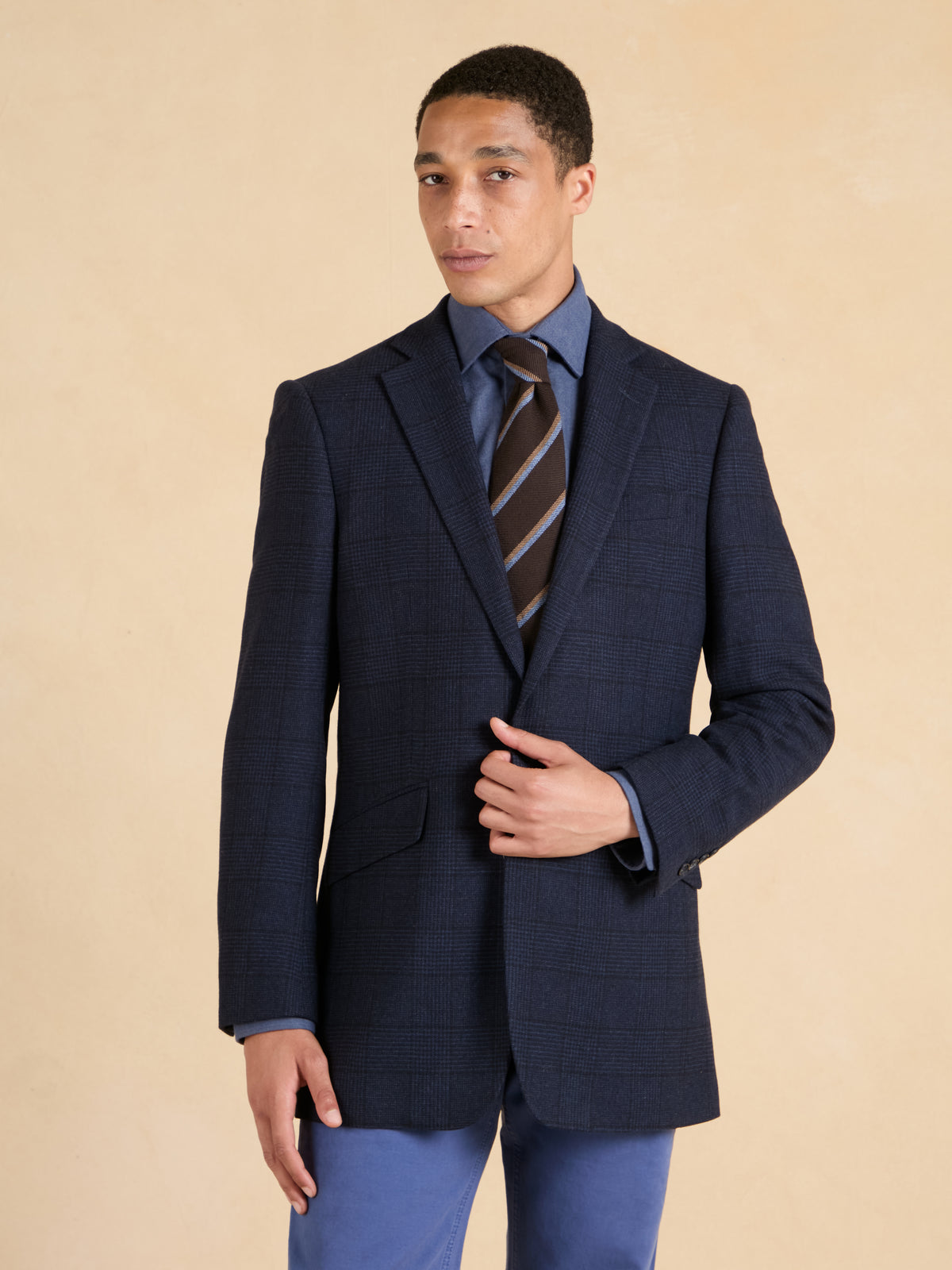 Belgravia Unstructured Jacket - Navy Cashmere Blend Check