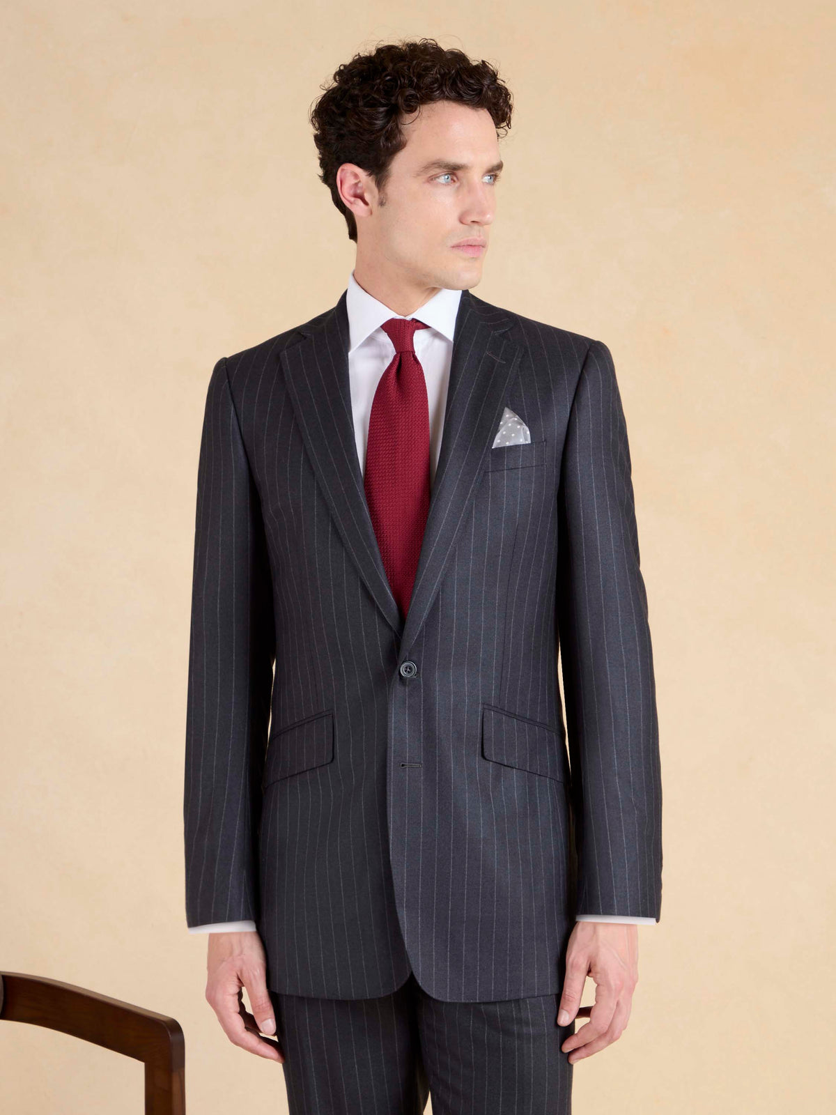 Eaton Suit - Charcoal Wool Chalk Stripe