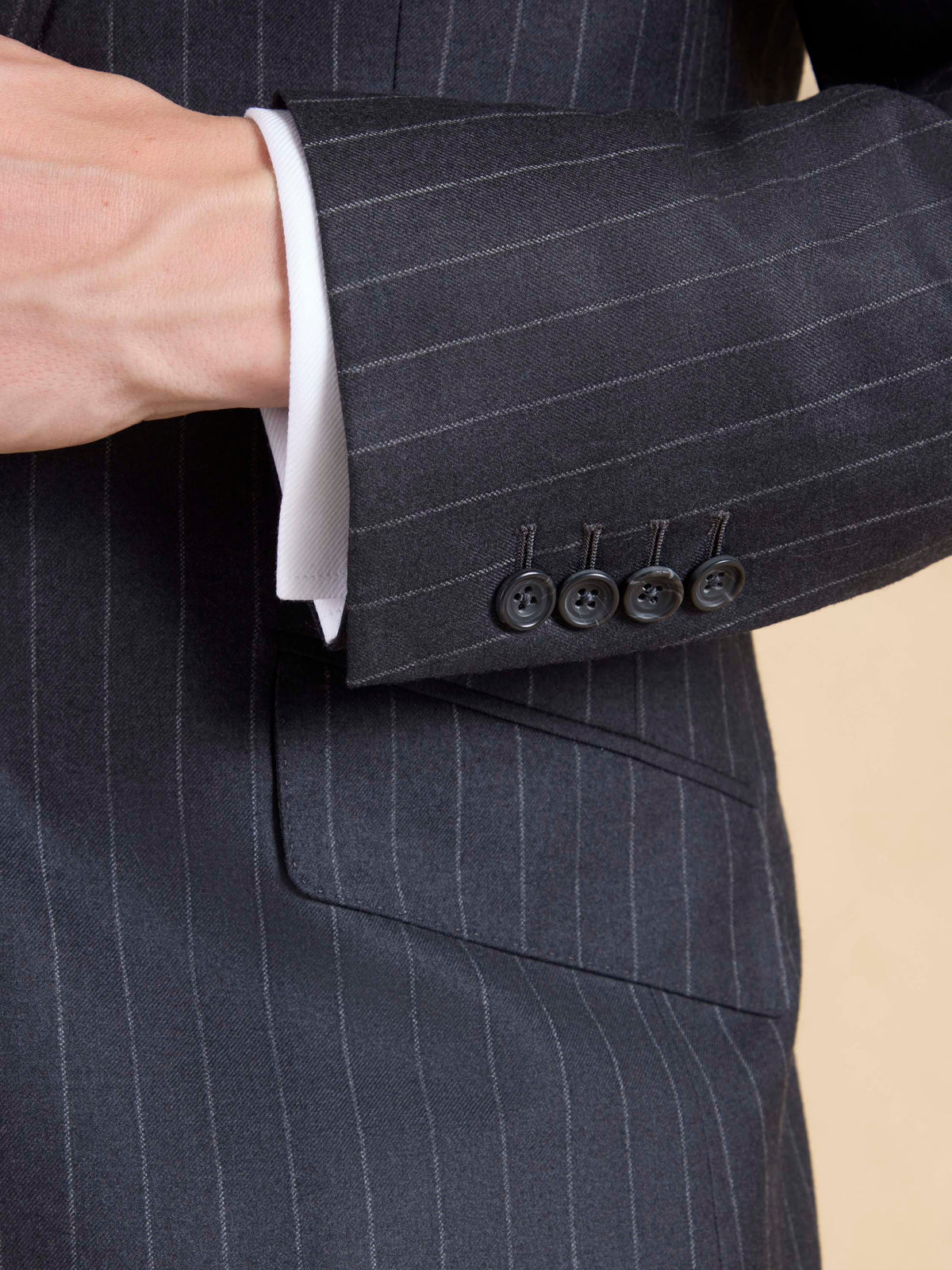 Eaton Suit - Charcoal Wool Chalk Stripe