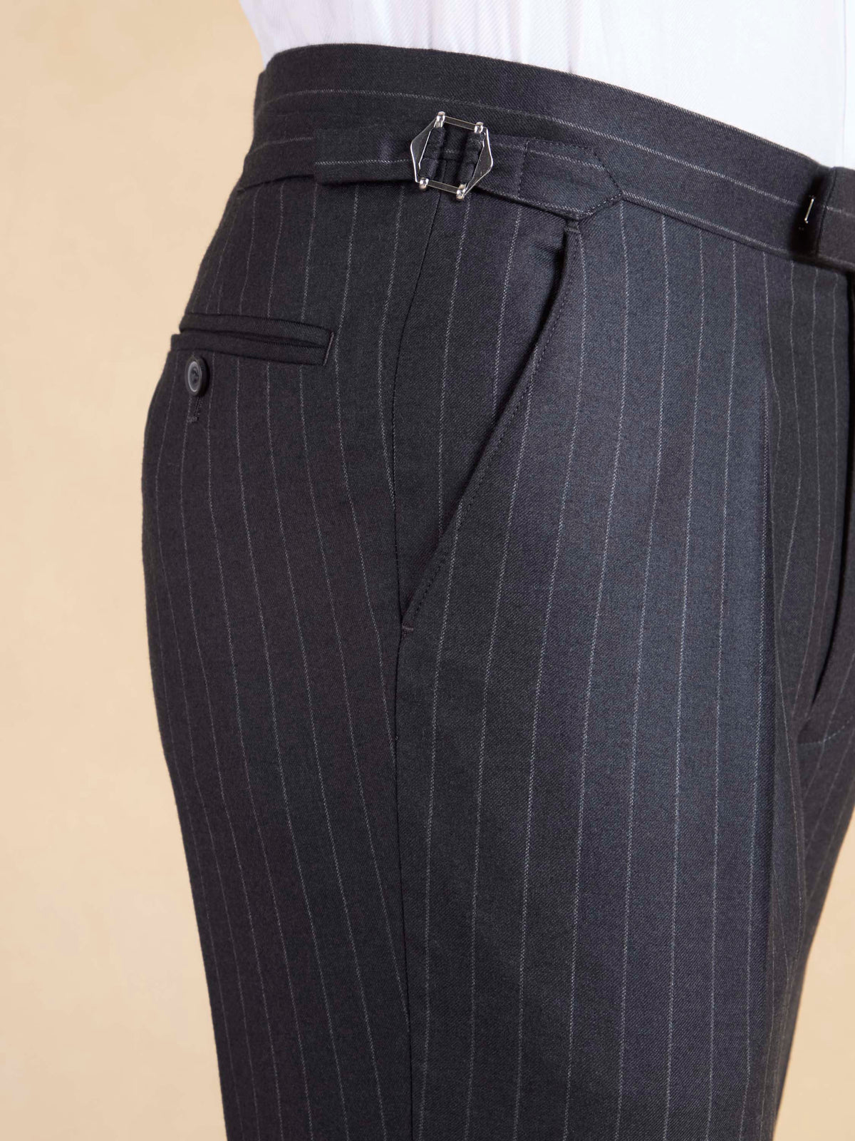 Eaton Suit - Charcoal Wool Chalk Stripe
