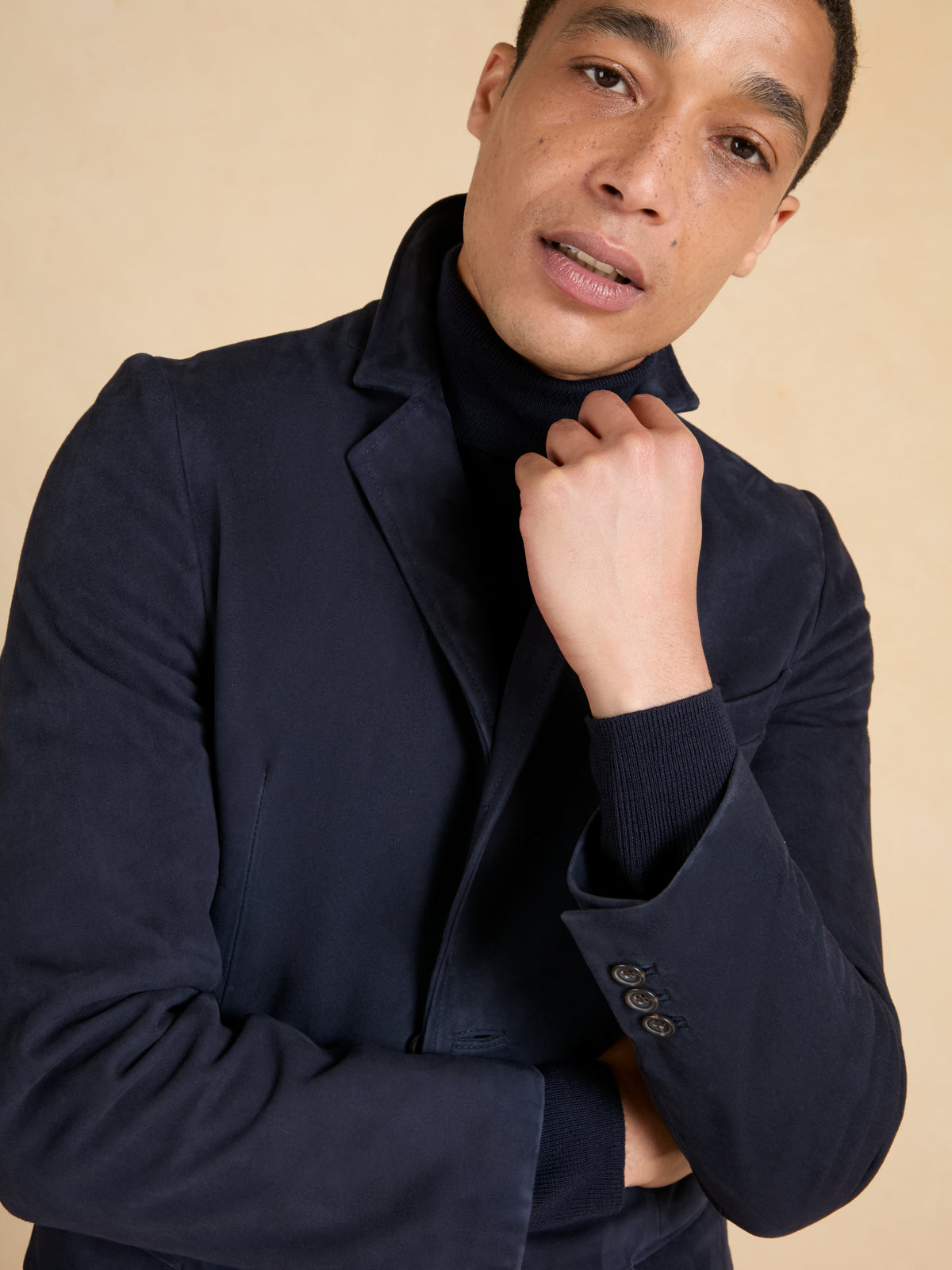 Fitzroy Jacket - Navy Suede Leather