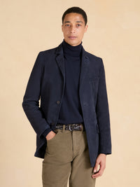 Fitzroy Jacket - Navy Suede Leather
