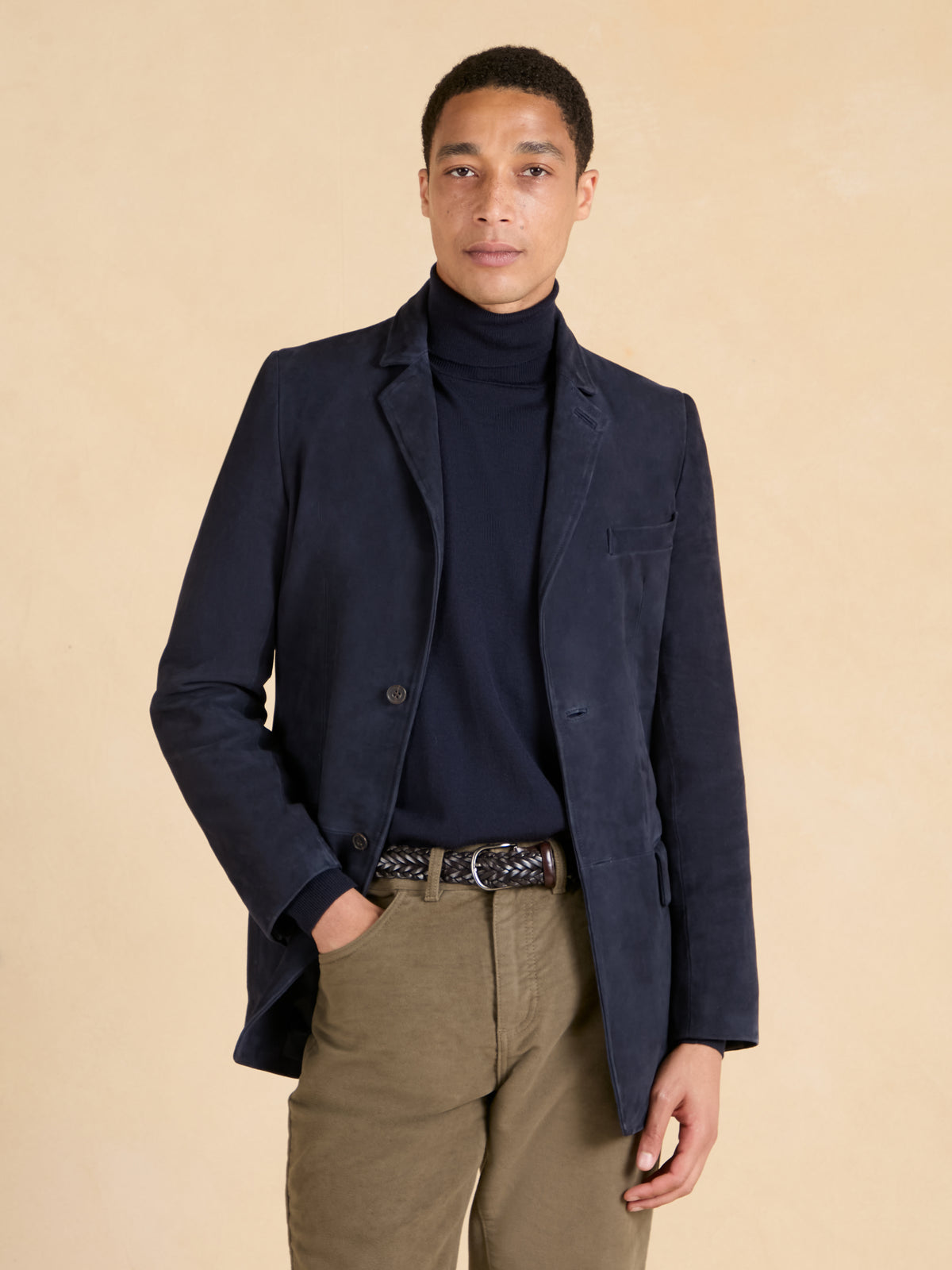 Fitzroy Jacket - Navy Suede Leather