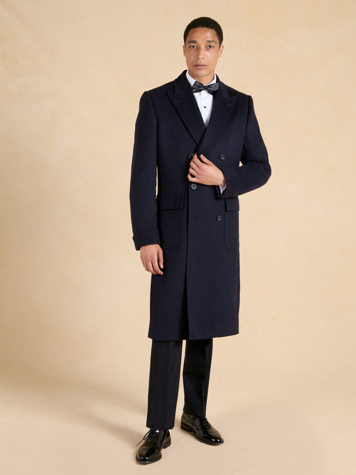 Cranley Double Breasted Overcoat - Navy Pure Cashmere