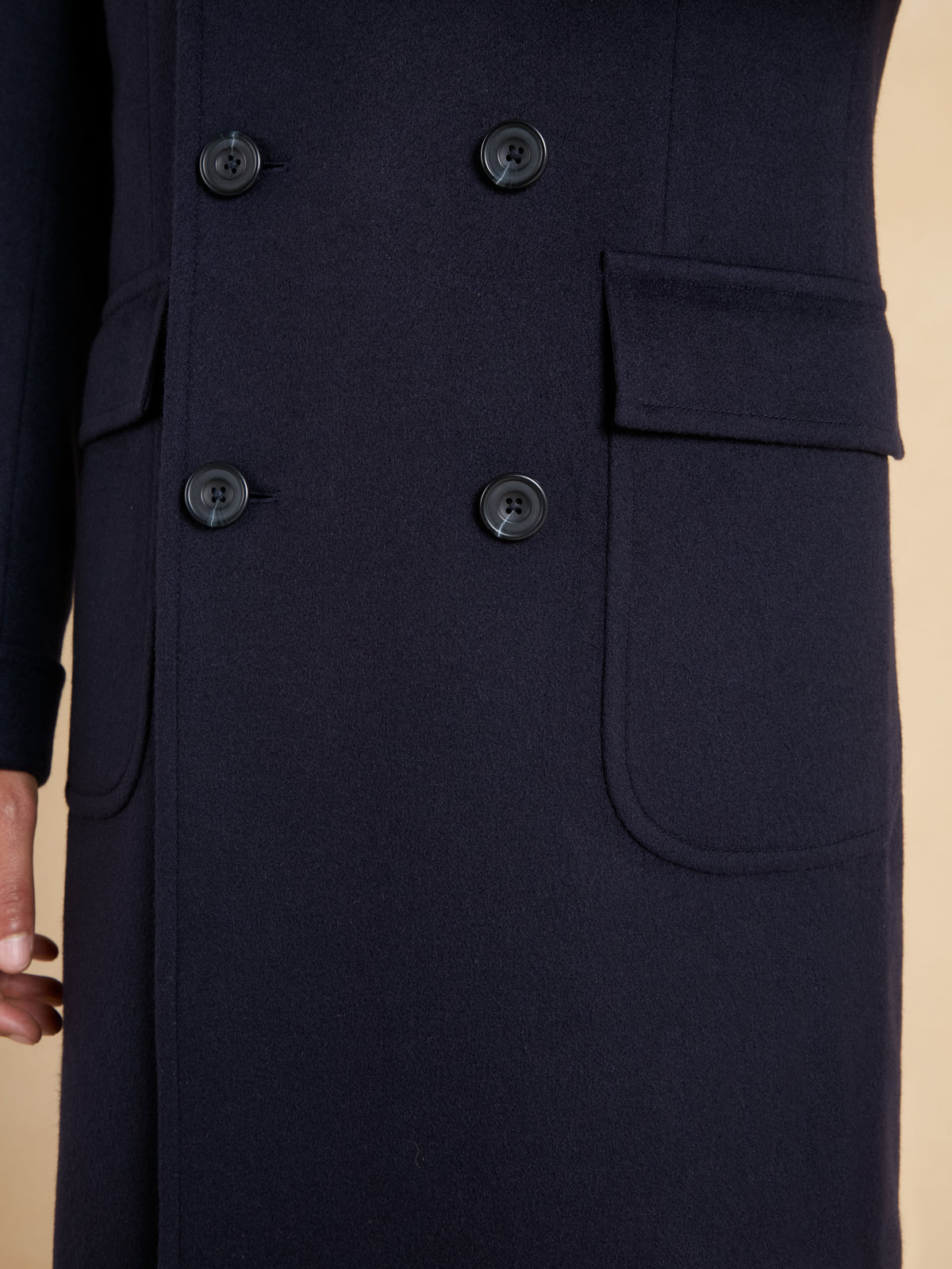 Cranley Double Breasted Overcoat - Navy Pure Cashmere