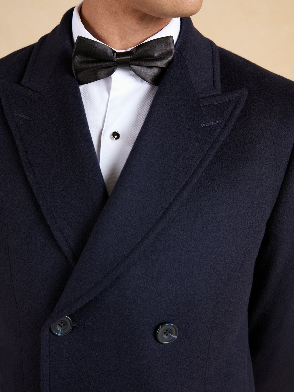 Cranley Double Breasted Overcoat - Navy Pure Cashmere