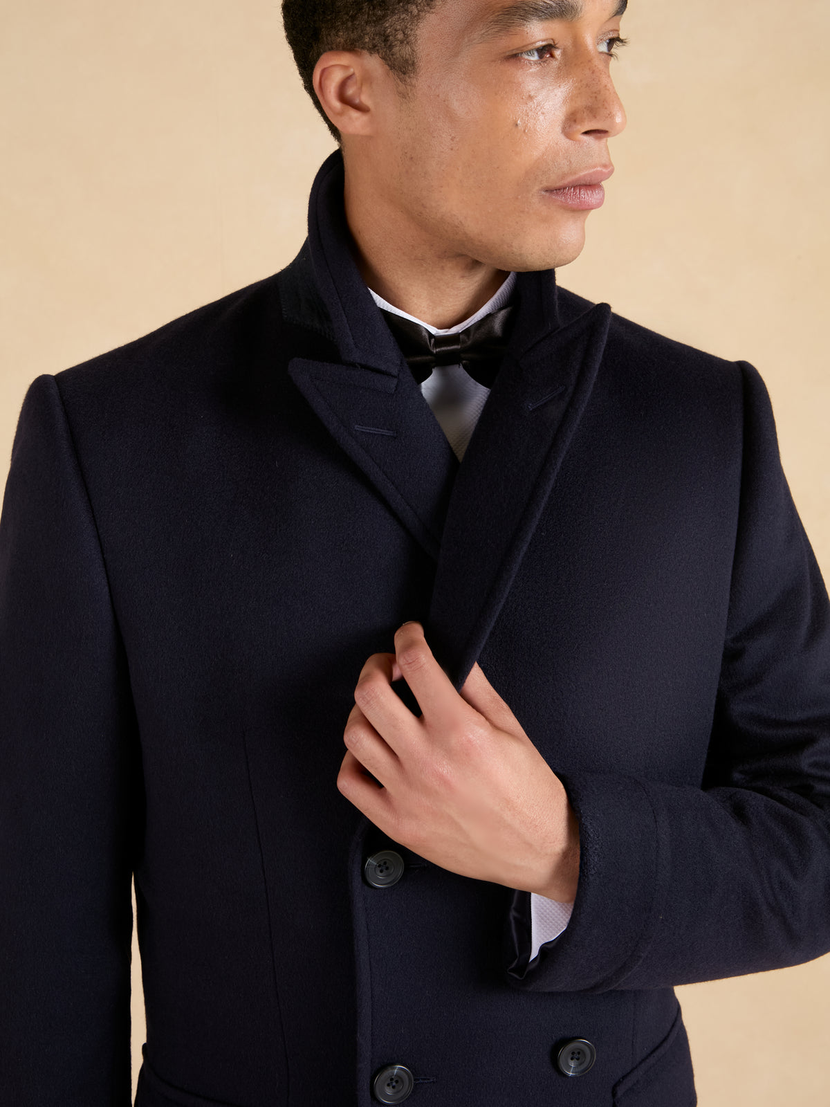 Cranley Double Breasted Overcoat - Navy Pure Cashmere