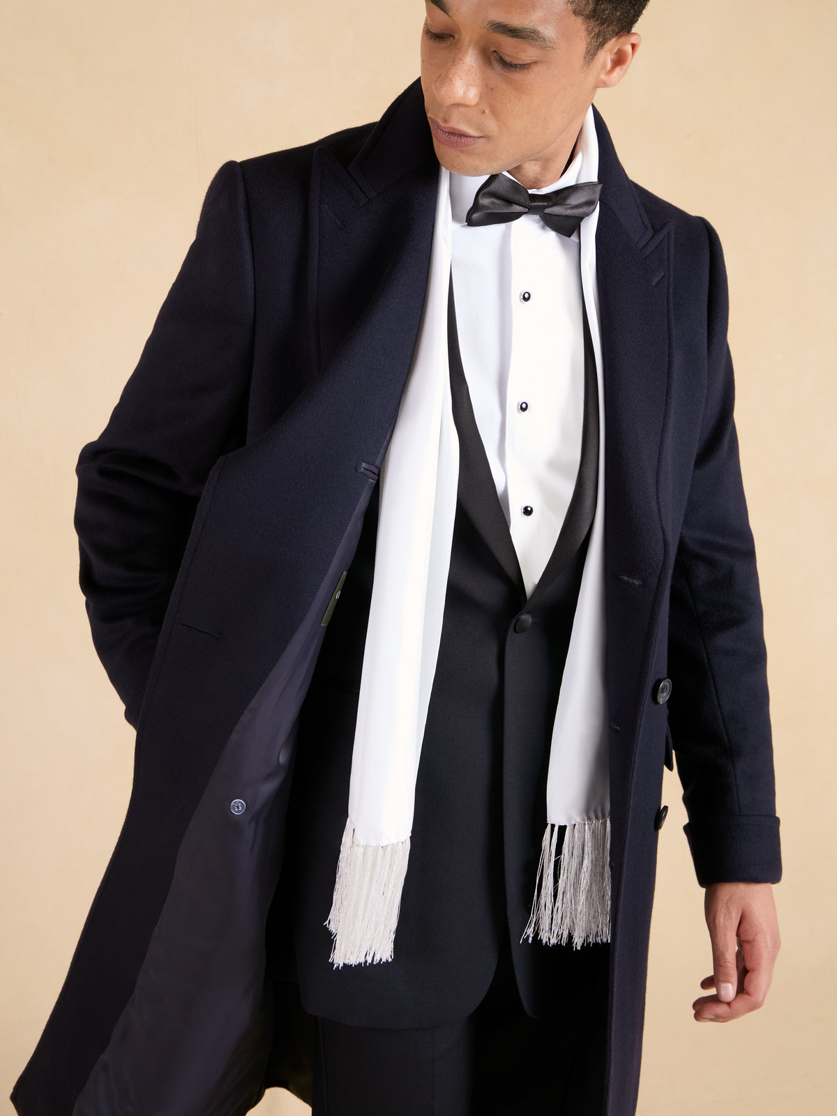 Cranley Double Breasted Overcoat - Navy Pure Cashmere